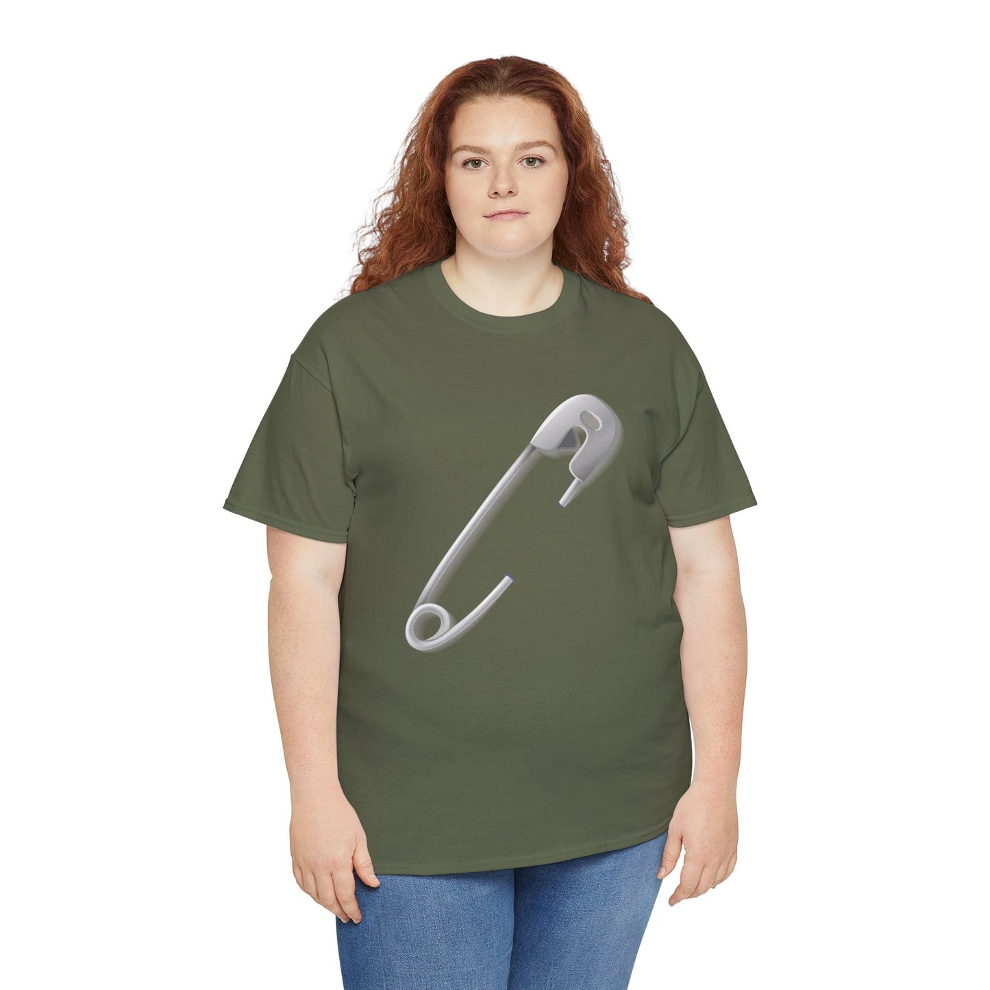 Unisex Heavy Cotton Tee - Minimalist Safety Pin Design