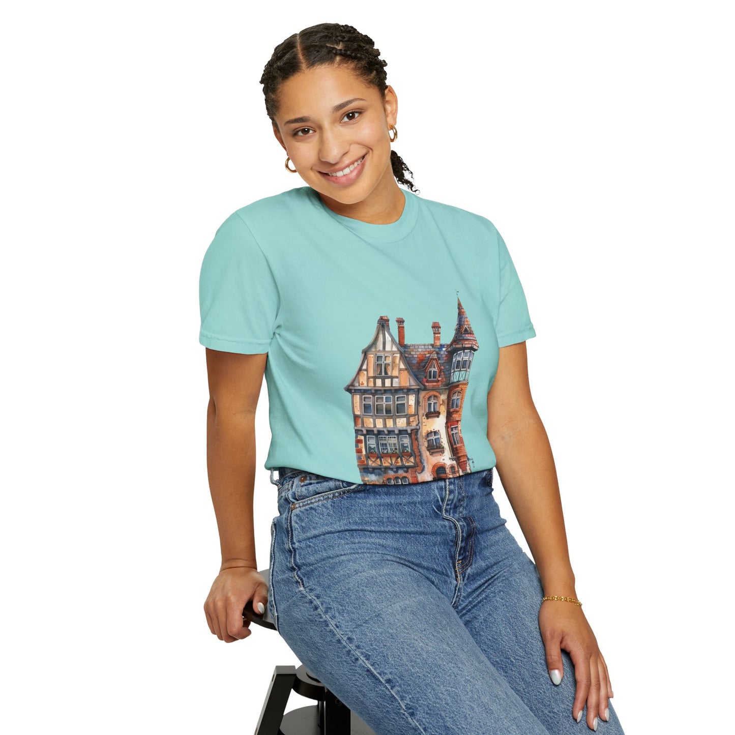 Unisex Garment-Dyed T-shirt - The Quintessential British Village House