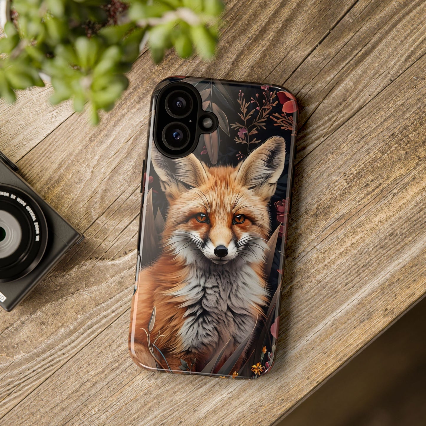 Fox Floral Phone Case, Tough Cases for Animal Lovers, Nature Themed Gift, Cute Phone Cover, Wild Fox Protector