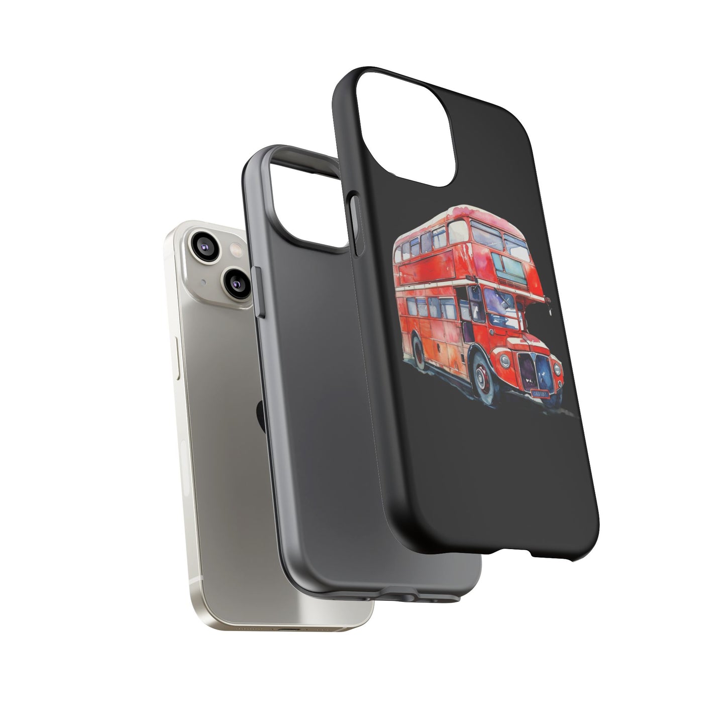 London Bus Phone Case, Tough iPhone Cover, Unique Gift for Travelers, Vintage Style Accessories, Holiday Present Idea