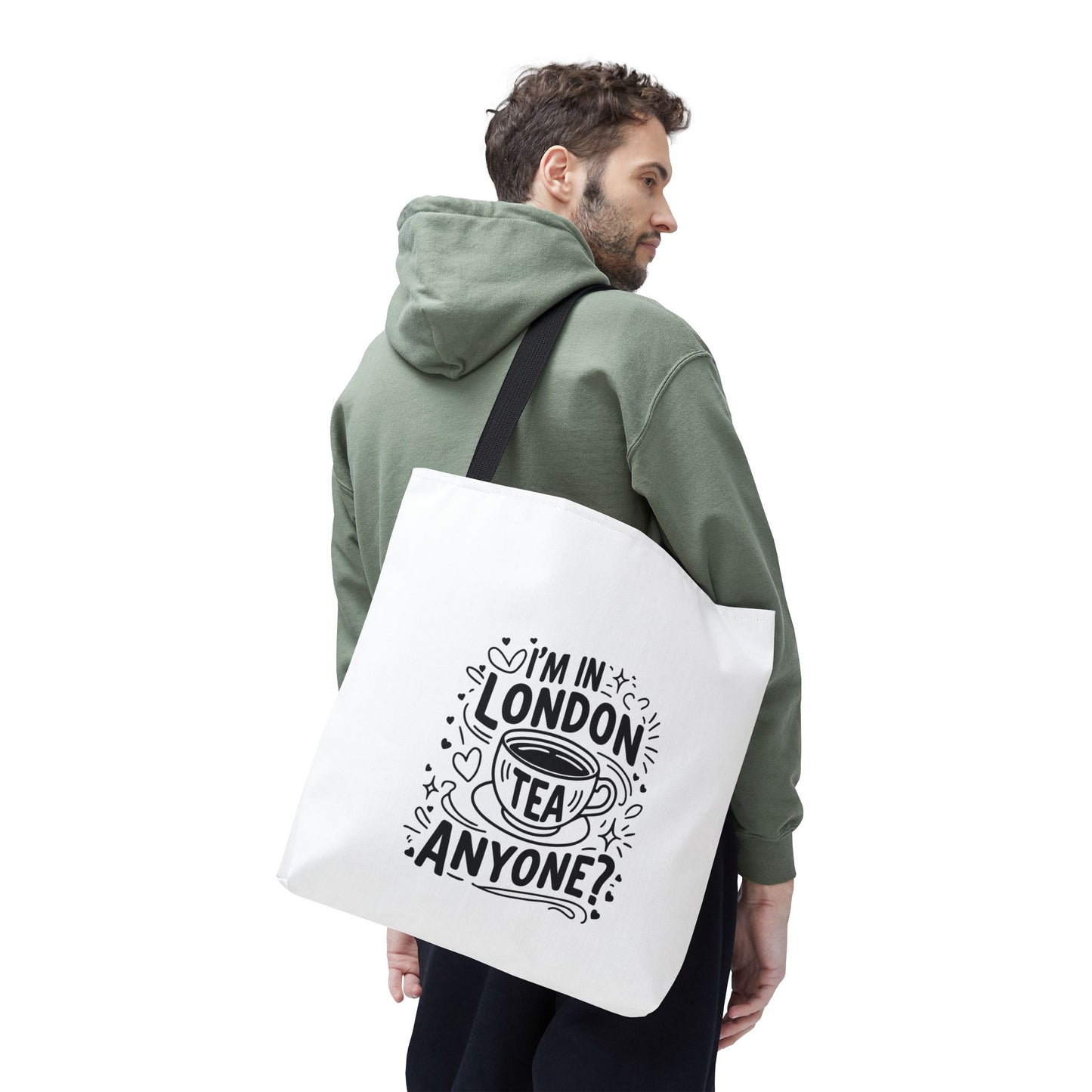London Tea Lovers Tote Bag, AOP Shopping Bag, Gift for Tea Enthusiasts, London Souvenir, Eco-Friendly Tote, Cute Tea Bag