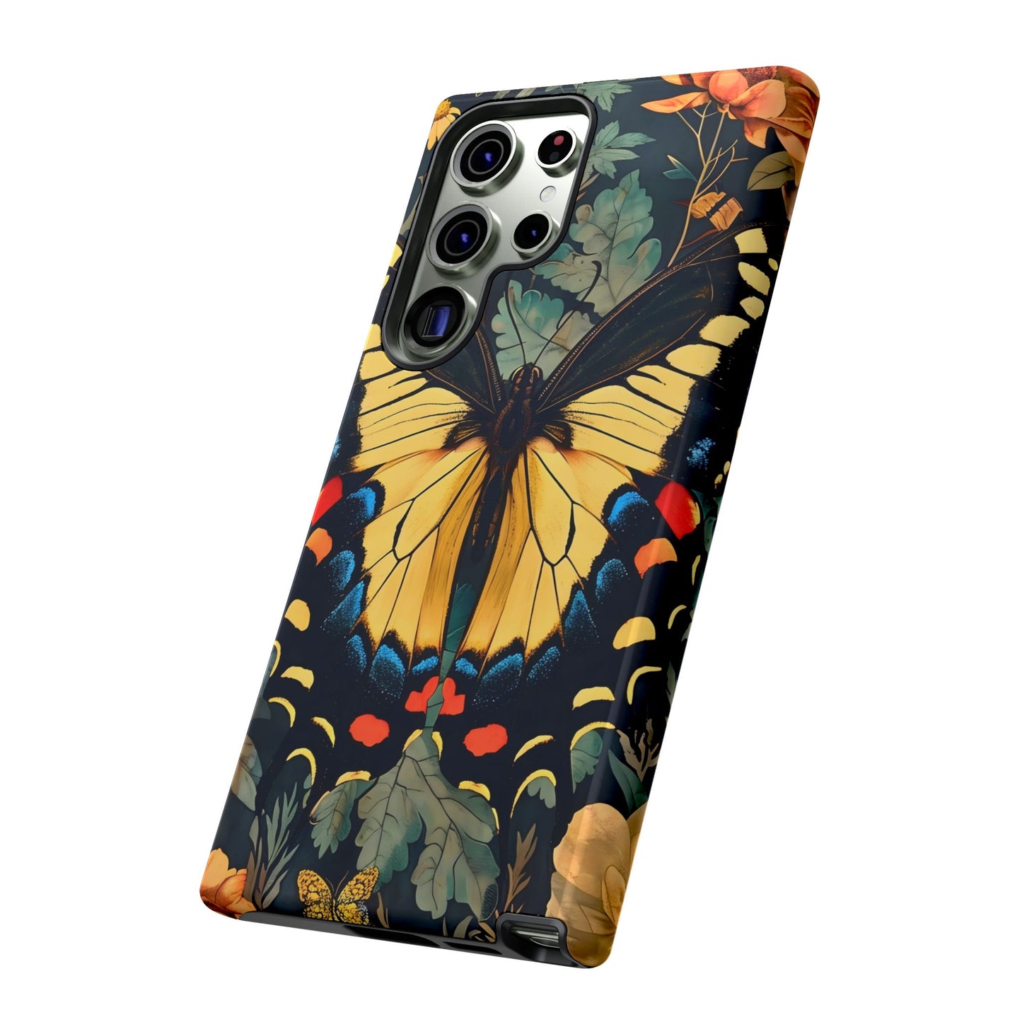 Butterfly Floral Phone Case, Art-inspire Tough Case, Gift for Nature Lovers, Butterfly Pattern Cover, Eco-Friendly Mobile Accessory