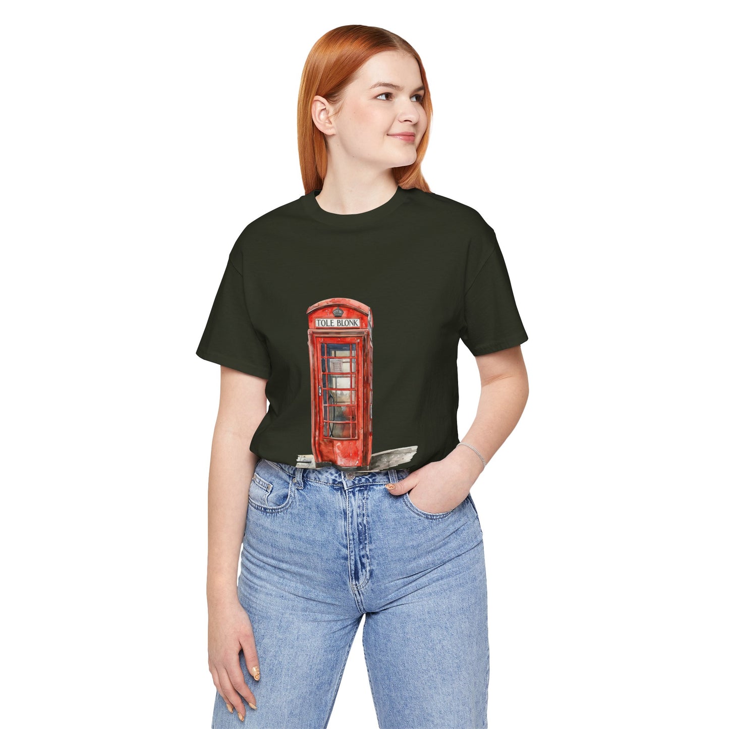 Unisex Jersey Short Sleeve Tee - Iconic British Public Telephone - Classic Red Phone Box