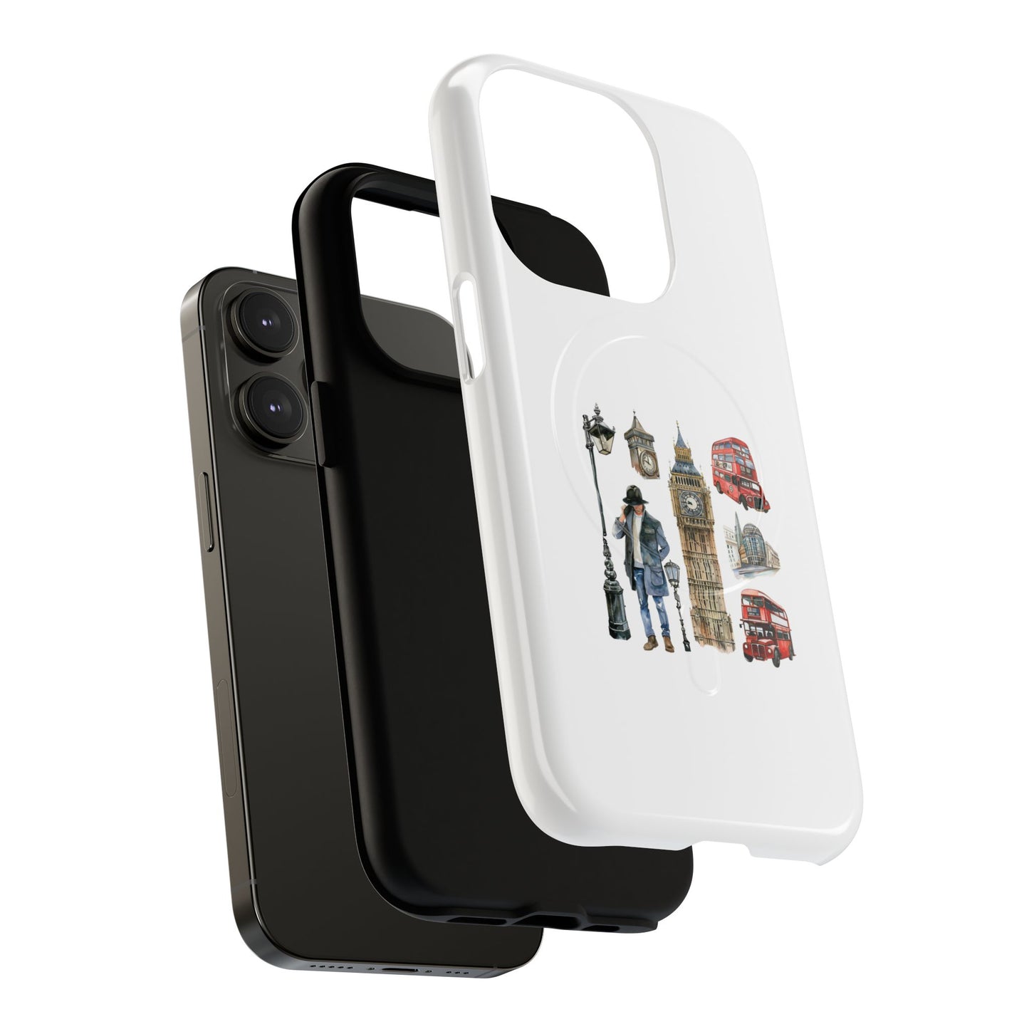 London-Themed Tough Magnetic Phone Case, Durable iPhone Cover, Gift for Travelers, Unique Cell Phone Accessories