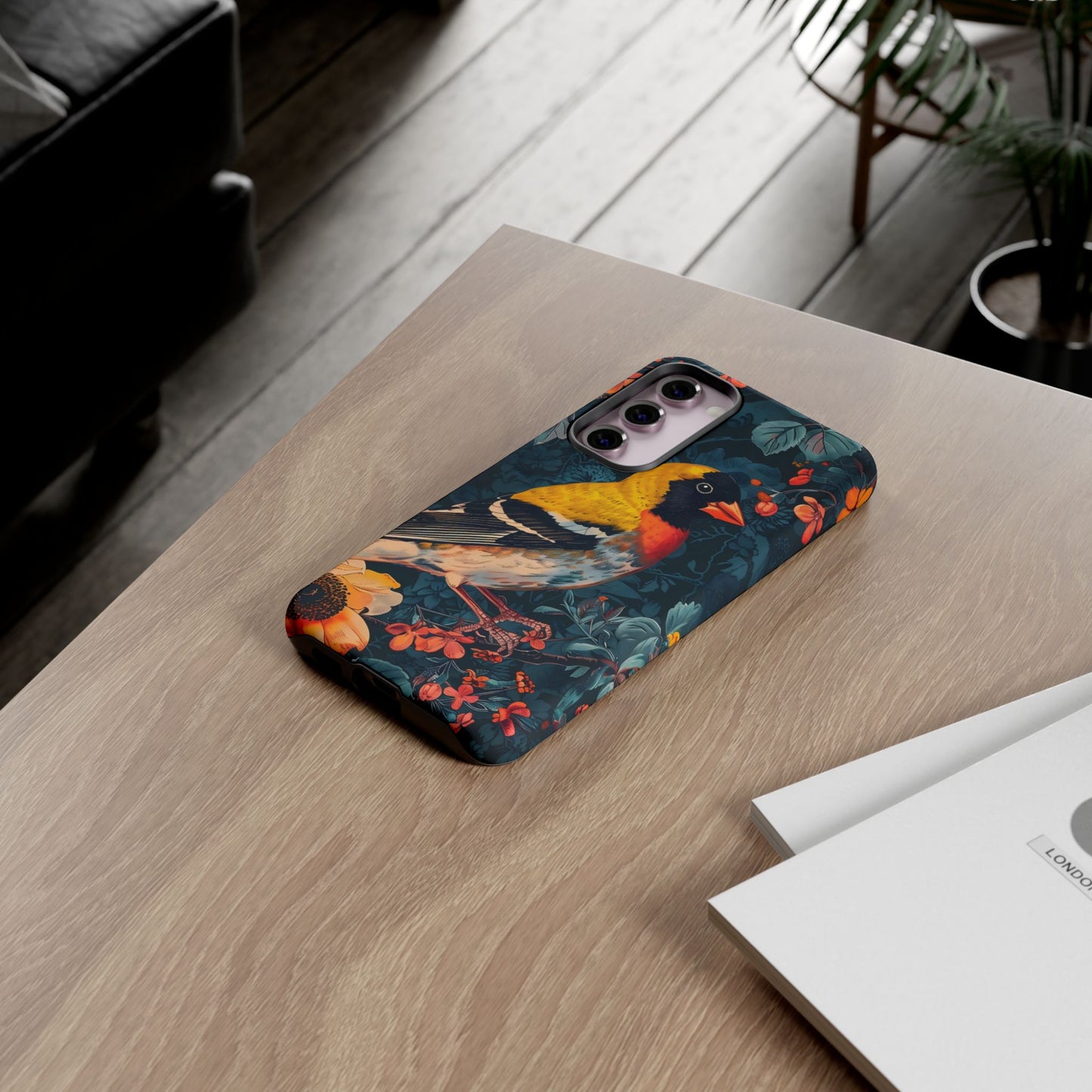 Colorful Bird Phone Case, Floral Phone Cover, Tough Phone Protector, Nature Lover Gift, Botanical Case, Unique Mobile Accessory