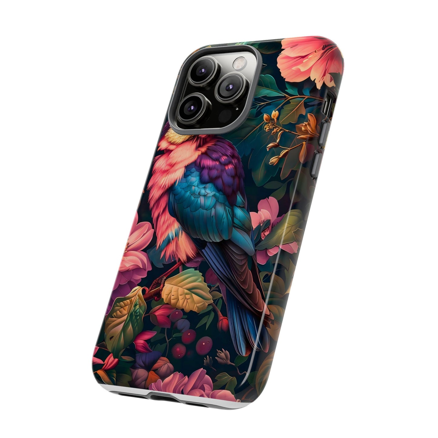 Tough Cases: Vibrant Tropical Bird Phone Case, Floral Smartphone Cover, Nature Lover Gift, Boho Phone Accessory, Cute Bird Case