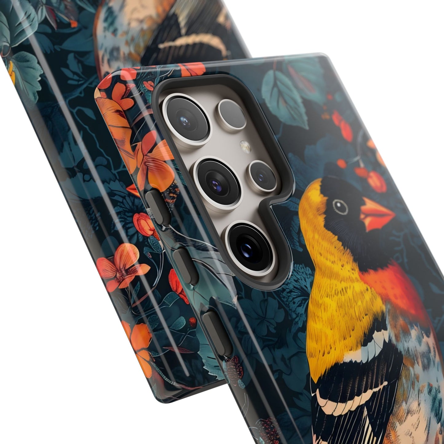 Colorful Bird Phone Case, Floral Phone Cover, Tough Phone Protector, Nature Lover Gift, Botanical Case, Unique Mobile Accessory