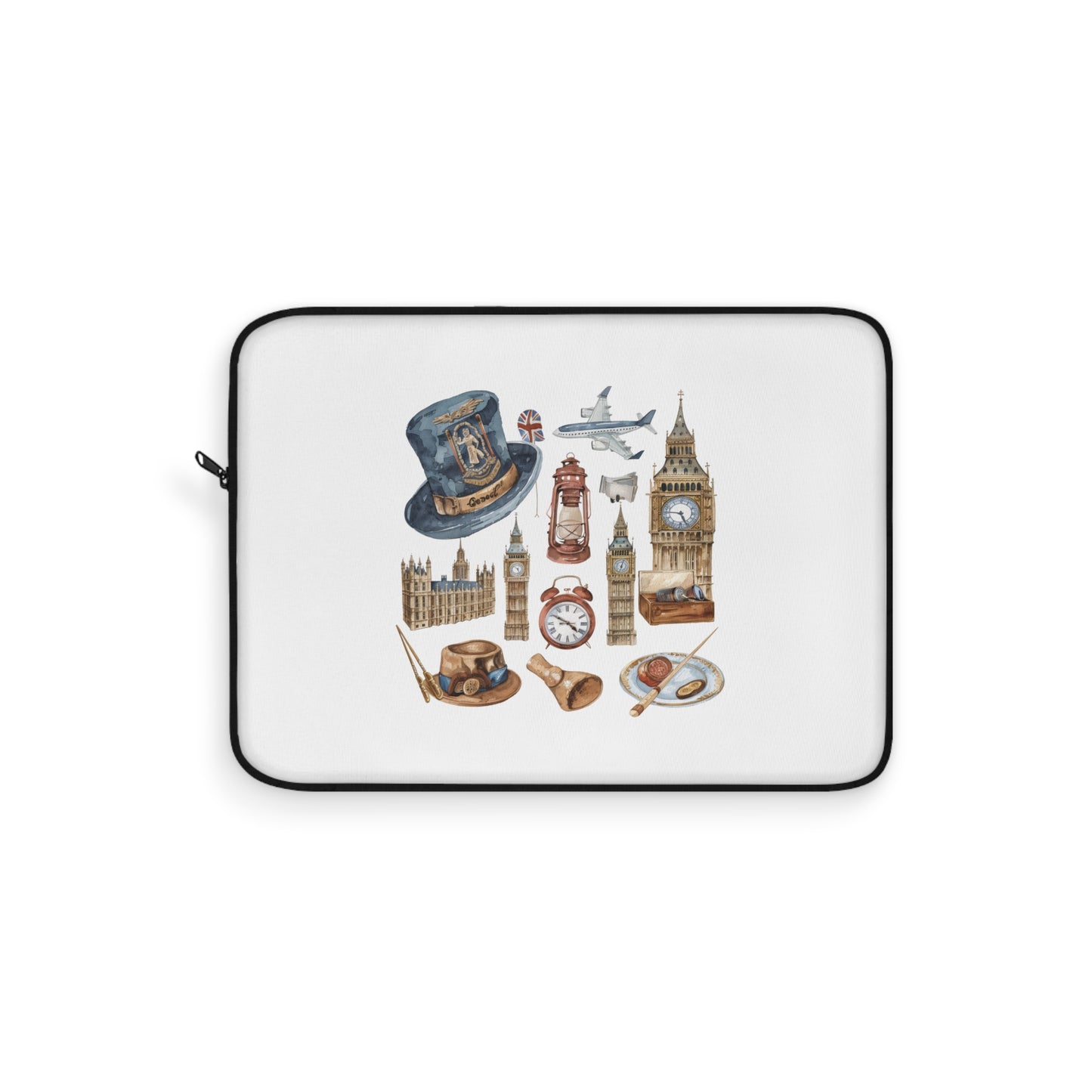 Vintage London Travel Laptop Sleeve, Cute England Design, Gift for Travelers, Laptop Bag, Computer Case, Stylish Tech Accessory