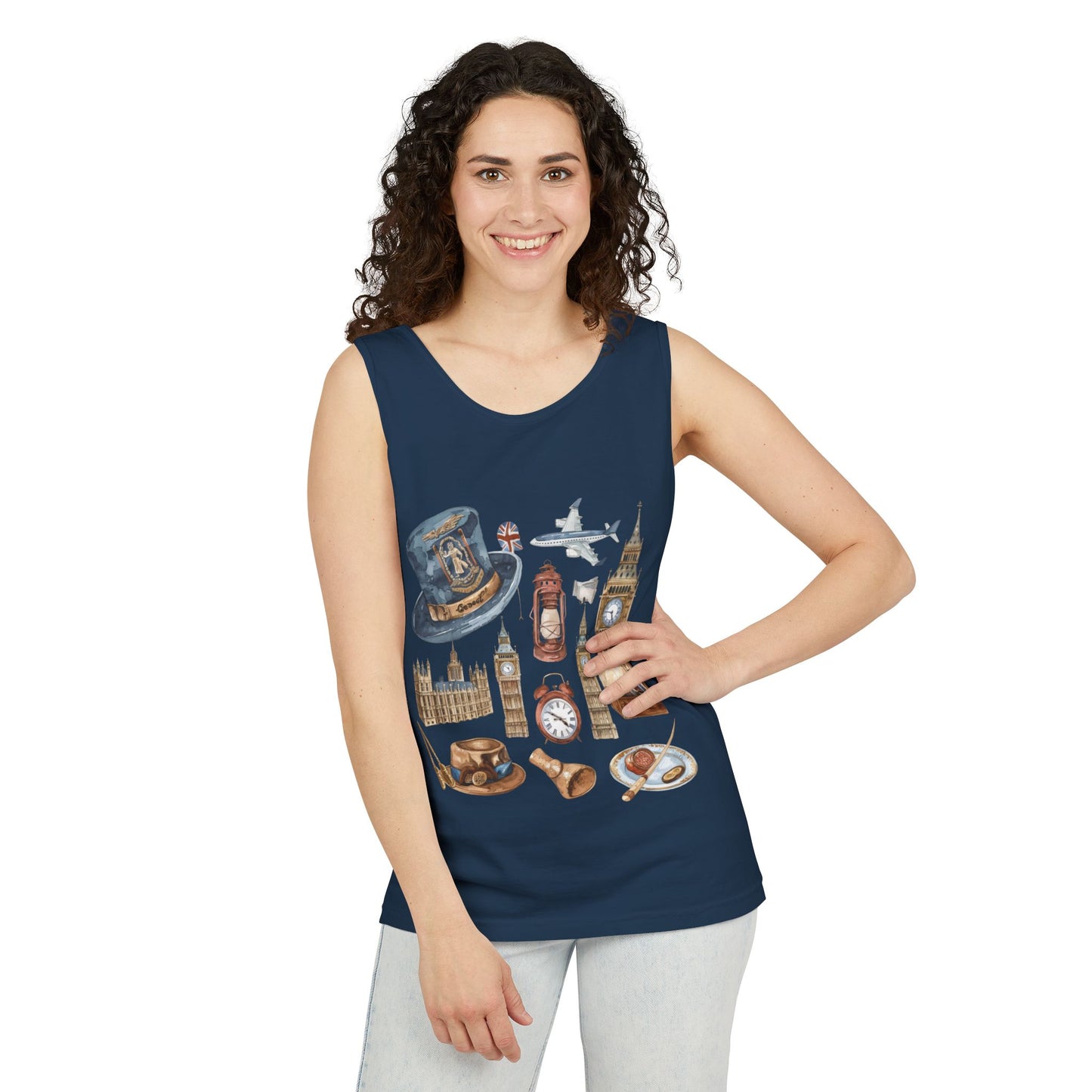 Unisex Garment-Dyed Tank Top - Iconic Symbols of England