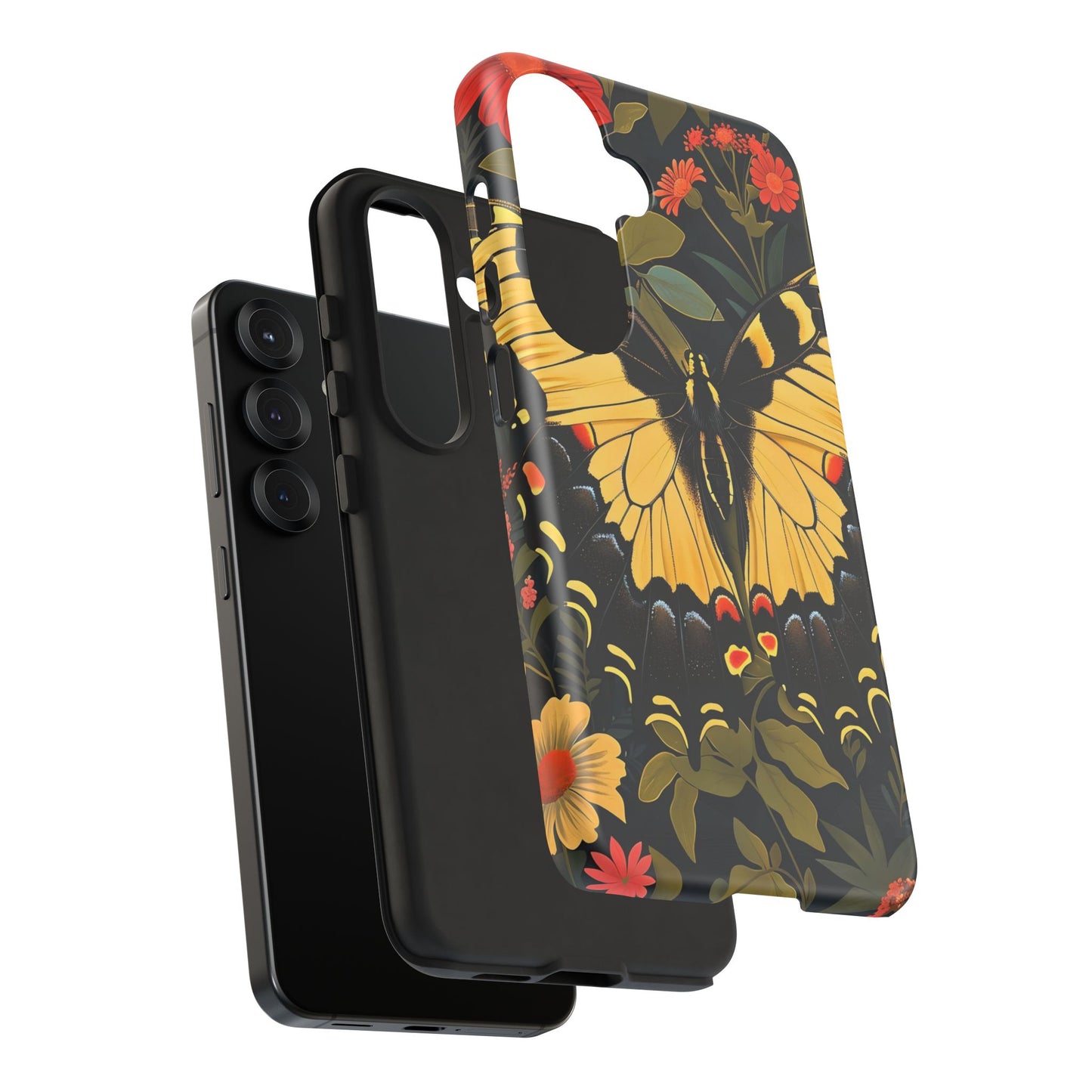 Butterfly Floral Phone Case, Tough Cases with Vibrant Design, Protective Cover for Nature Lovers, Gift for Her