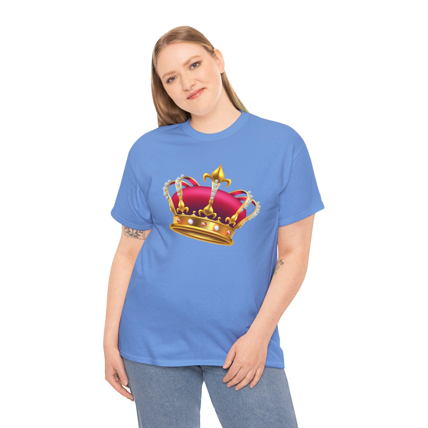 Unisex Heavy Cotton Tee - British Royal Crown Design - Iconic Symbol of Monarchy