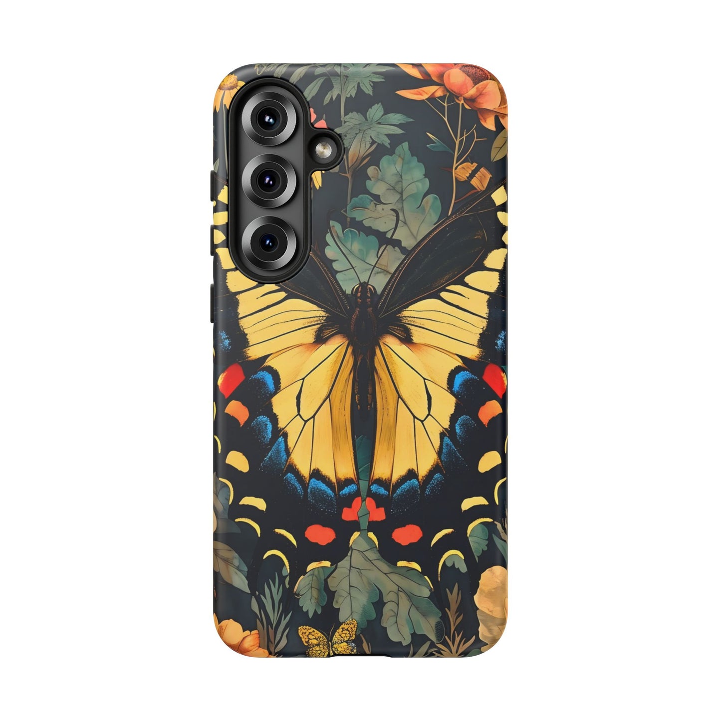 Butterfly Floral Phone Case, Art-inspire Tough Case, Gift for Nature Lovers, Butterfly Pattern Cover, Eco-Friendly Mobile Accessory