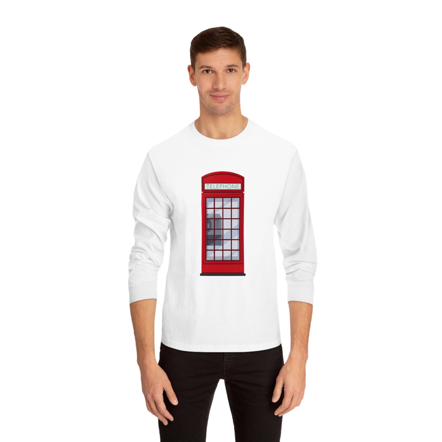 Unisex Classic Long Sleeve T-Shirt - Iconic British Public Telephone - Classic Red Phone Box