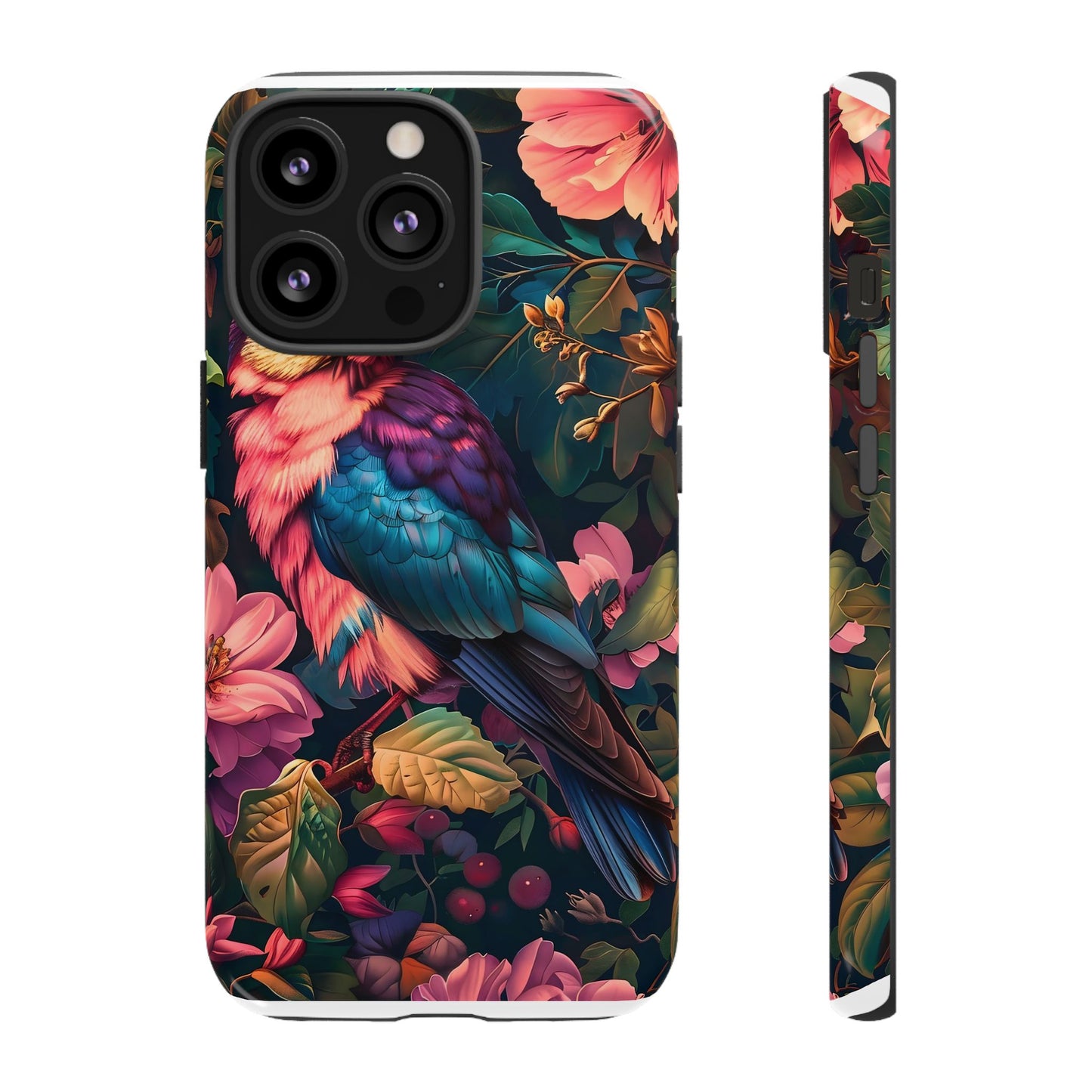 Tough Cases: Vibrant Tropical Bird Phone Case, Floral Smartphone Cover, Nature Lover Gift, Boho Phone Accessory, Cute Bird Case