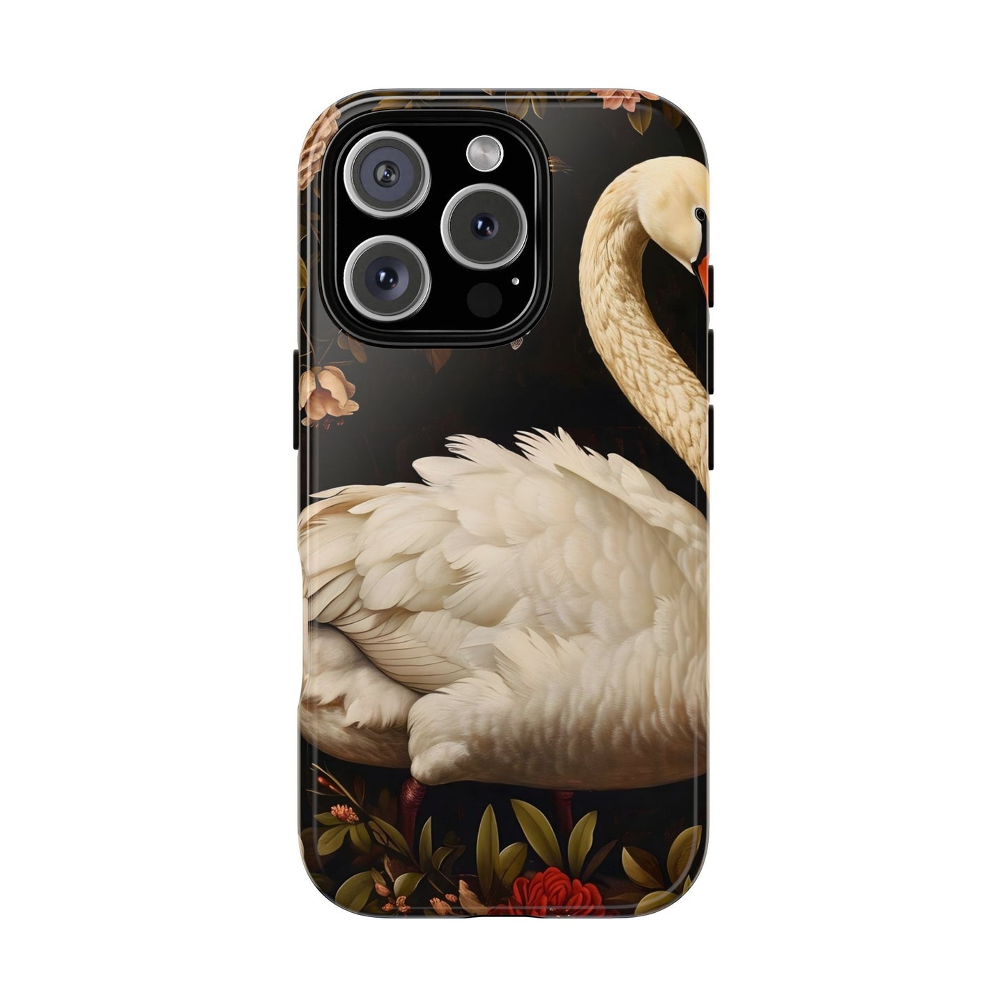 Elegant Swan Phone Case, Artistic Mobile Cover, Floral Phone Protector, Stylish Gift for Her, Modern Phone Accessory