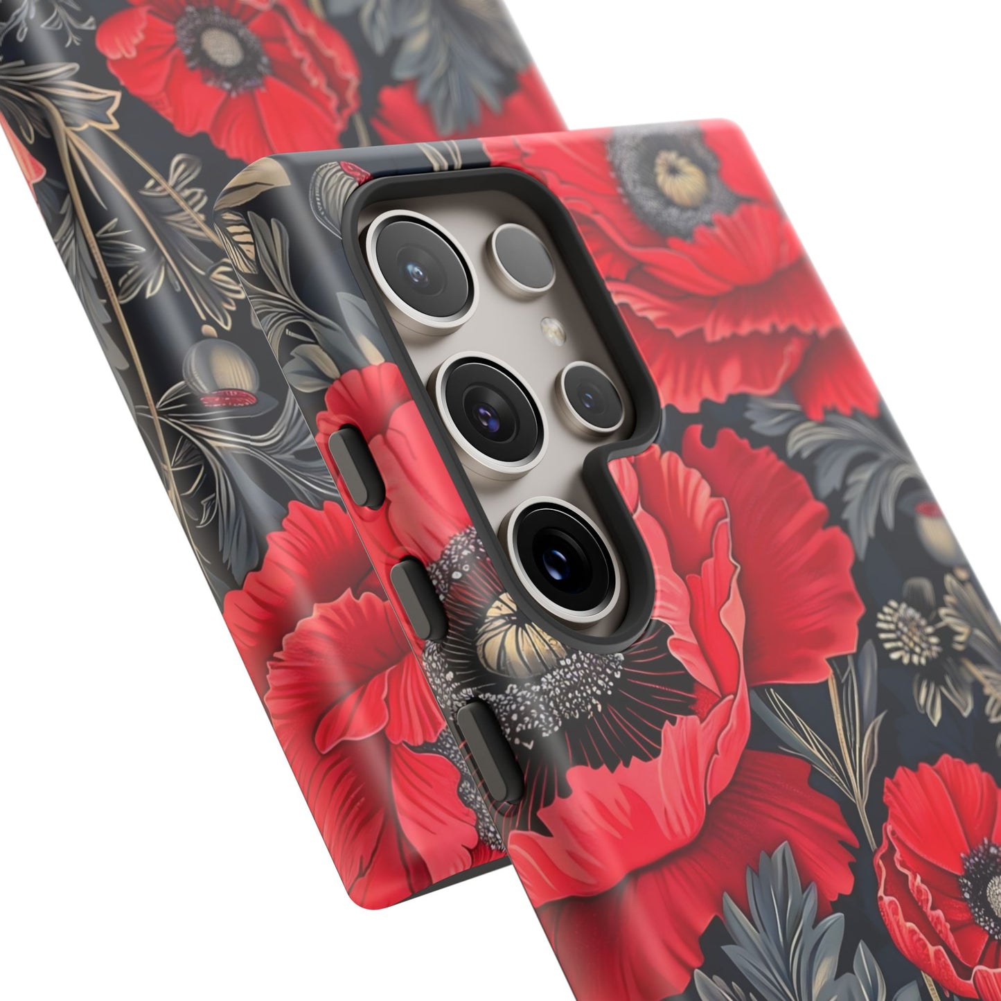 Floral Phone Case with Artistic Poppies, Tough Cases, Flower Design, Nature Lover Gift, Customizable Mobile Cover, Stylish Phone Accessories