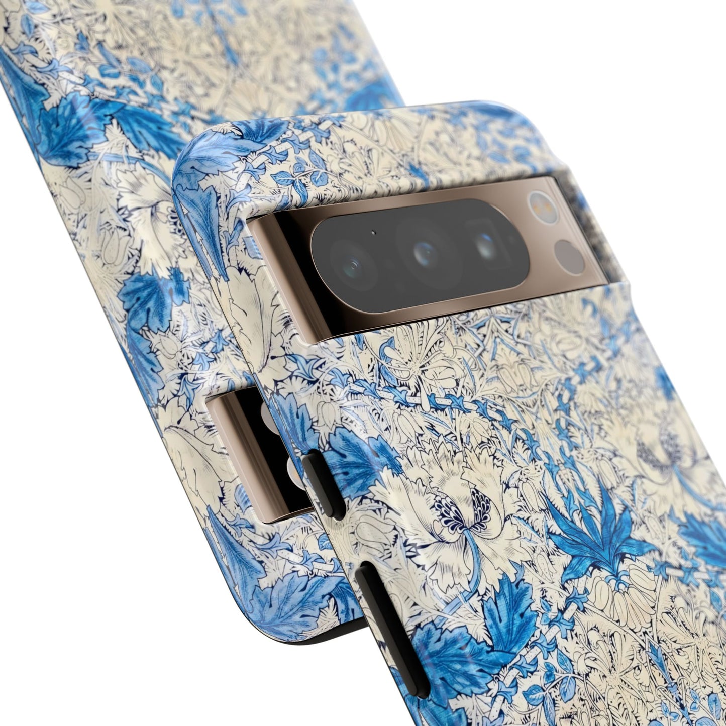 Elegant Floral Phone Case, Tough iPhone Cover, Stylish Mobile Protector, Blue Patterned Case, Unique Gift for Her
