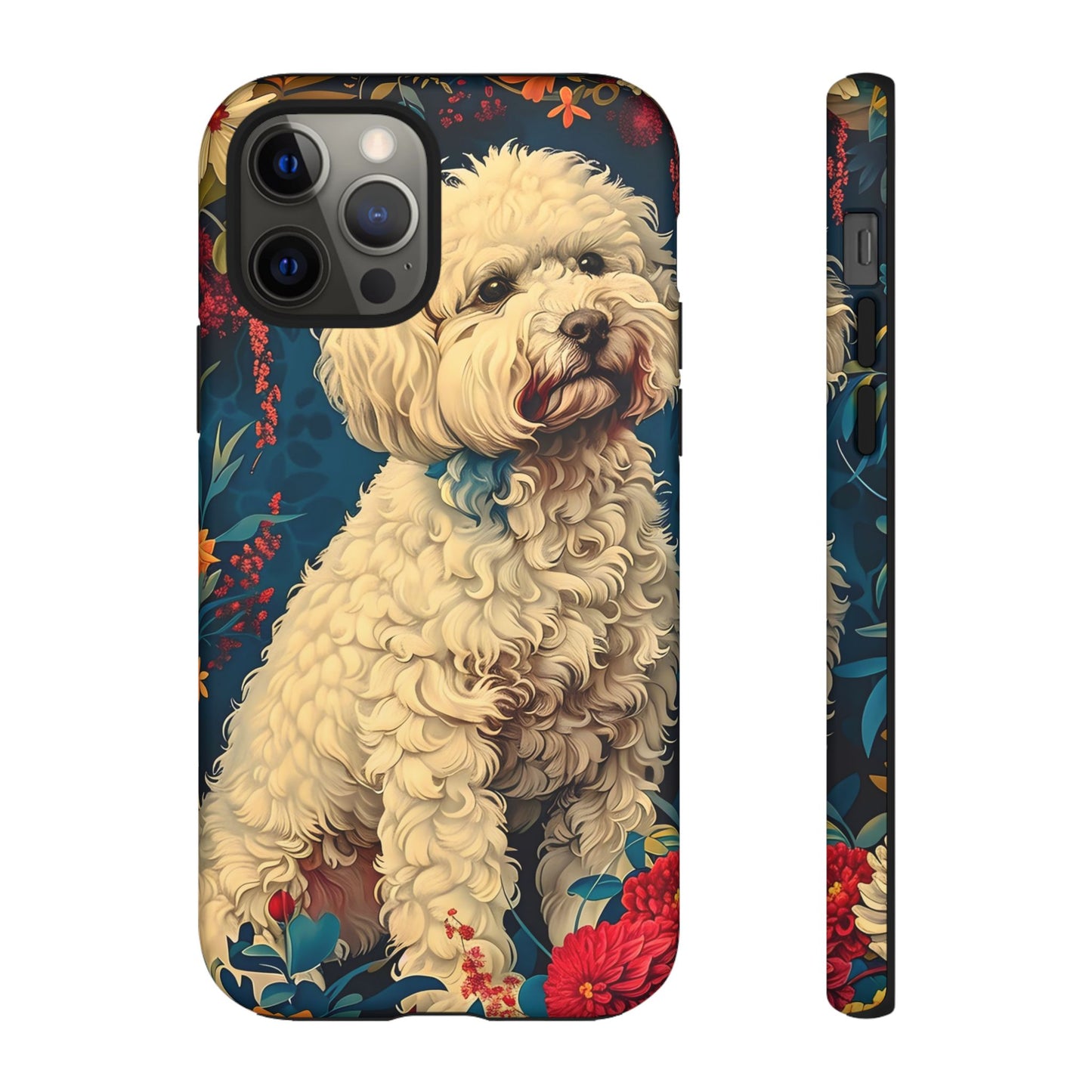 Cute Dog Phone Case, Pet Lover Gift, Floral Design Tough Case, Custom Dog Art, Birthday Gift for Dog Owners, Unique Phone Accessories