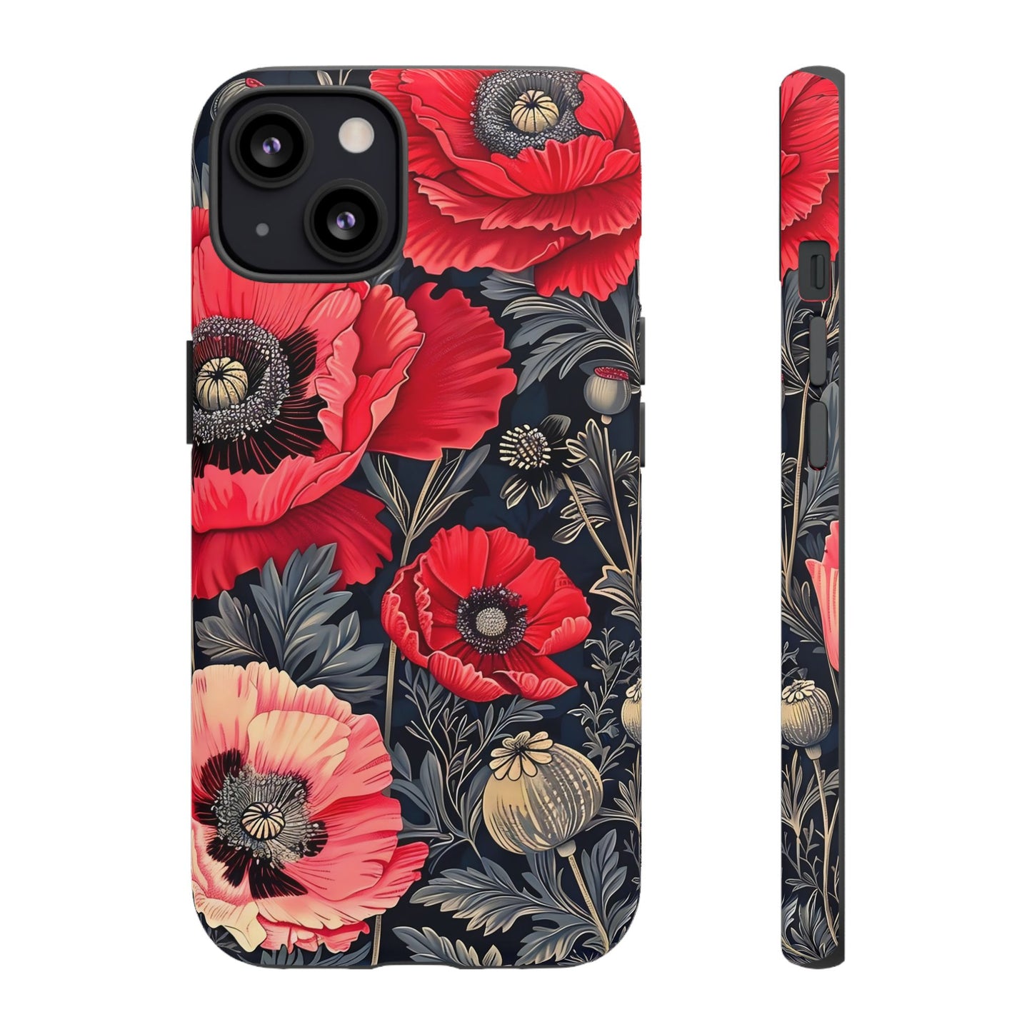 Floral Phone Case with Artistic Poppies, Tough Cases, Flower Design, Nature Lover Gift, Customizable Mobile Cover, Stylish Phone Accessories