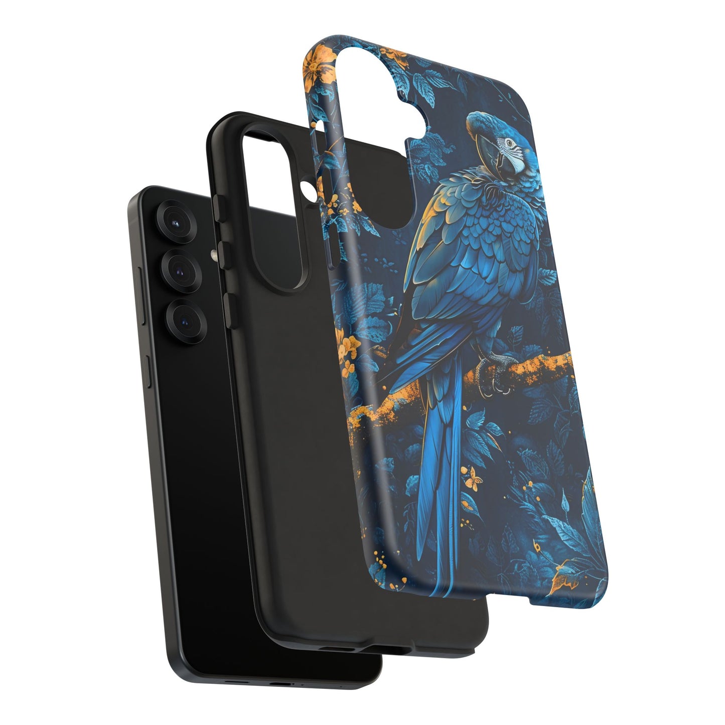 Tough Cases - Vibrant Blue Parrot Phone Case, Tropical Bird Phone Cover, Nature Lover Gift, Eco-Friendly Accessories, Unique Wildlife Decor
