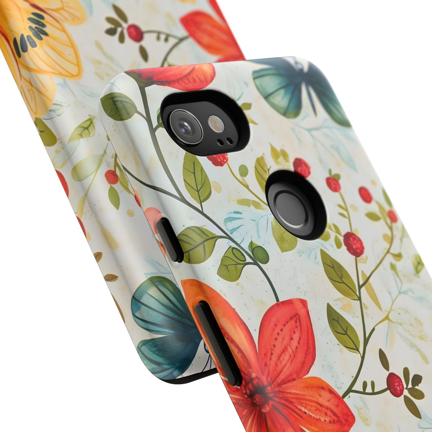 Floral Phone Case with Butterflies, Flower Design, Tough Phone Cover, Nature Lover Gift, Stylish Phone Accessory, Eco-Friendly