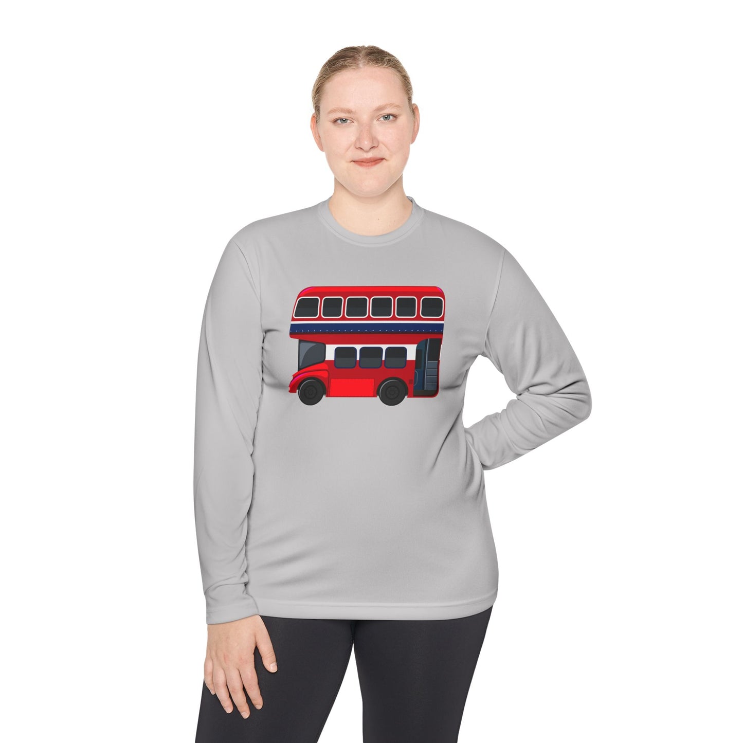 Unisex Lightweight Long Sleeve Tee - London Transport English Bus - Iconic Red Double-Decker Design