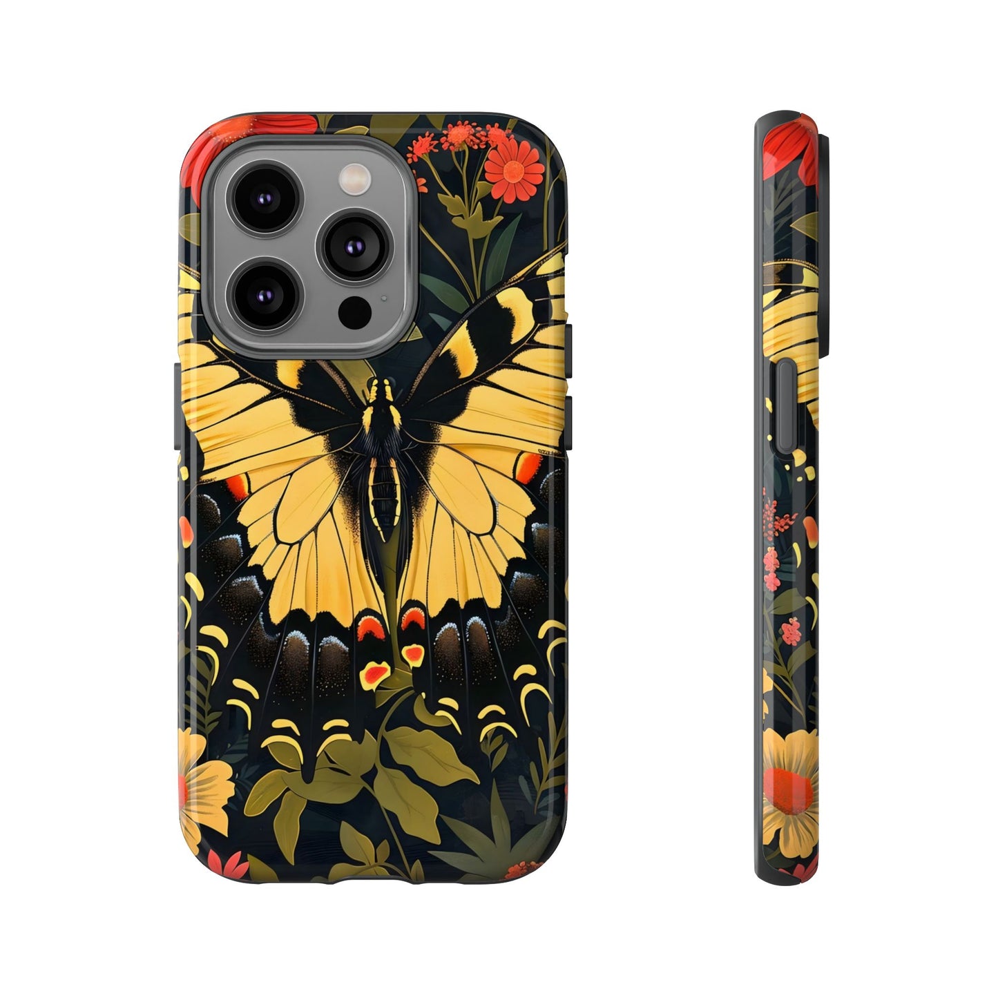 Butterfly Floral Phone Case, Tough Cases with Vibrant Design, Protective Cover for Nature Lovers, Gift for Her
