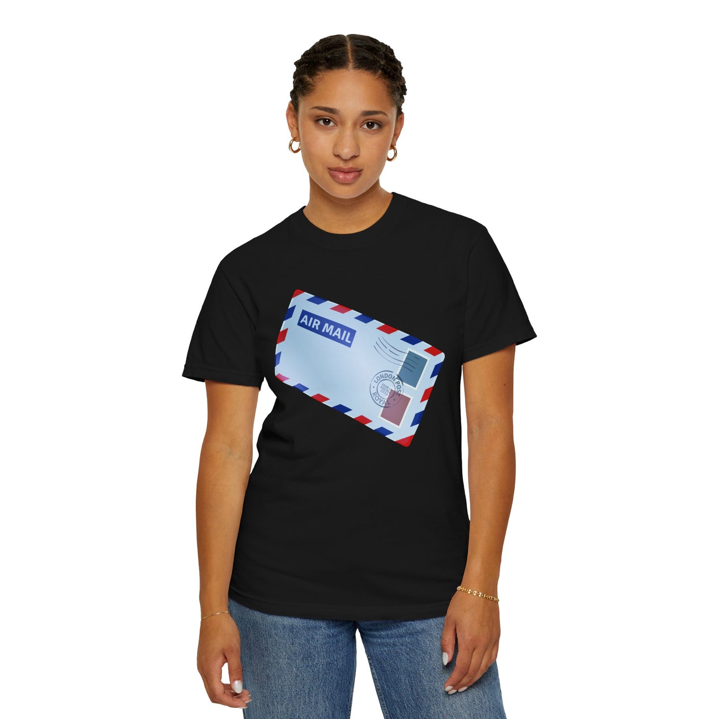 Unisex Garment-Dyed T-shirt - Vintage British Air Mail - Classic Postal Design
