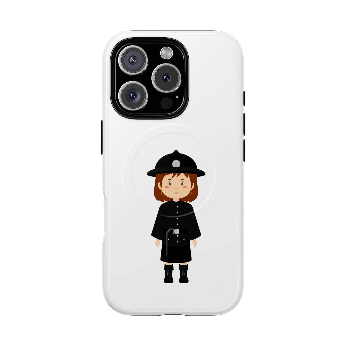 Cute Police Officer Phone Case, Tough Magnetic Case for Kids, Unique Gift for Law Enforcement Fans, Durable Mobile Cover