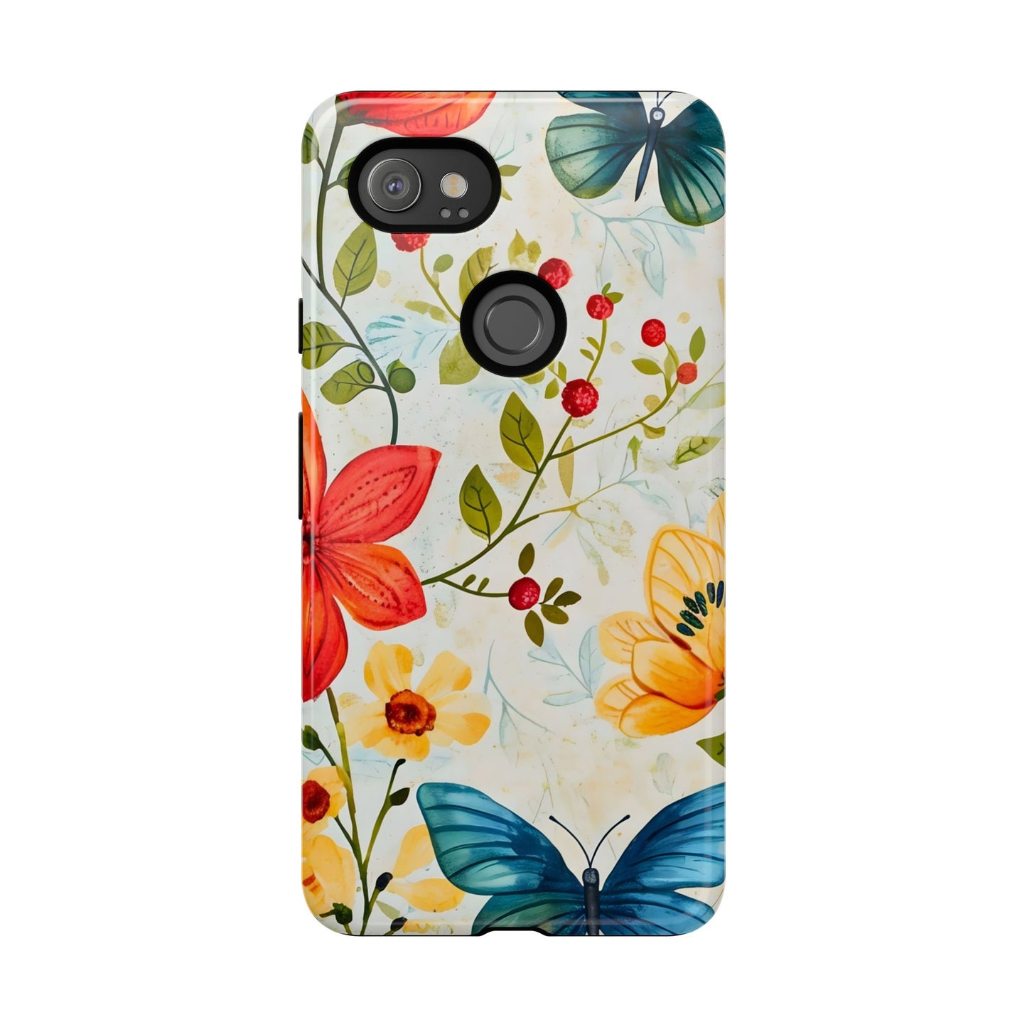 Floral Phone Case with Butterflies, Flower Design, Tough Phone Cover, Nature Lover Gift, Stylish Phone Accessory, Eco-Friendly
