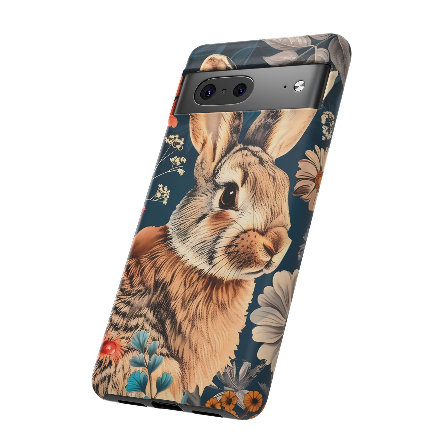 Floral Rabbit Phone Case, Cute Phone Cover, Tough Cases for Animal Lovers, Unique Gift for Birthdays, Nature-Themed Accessories