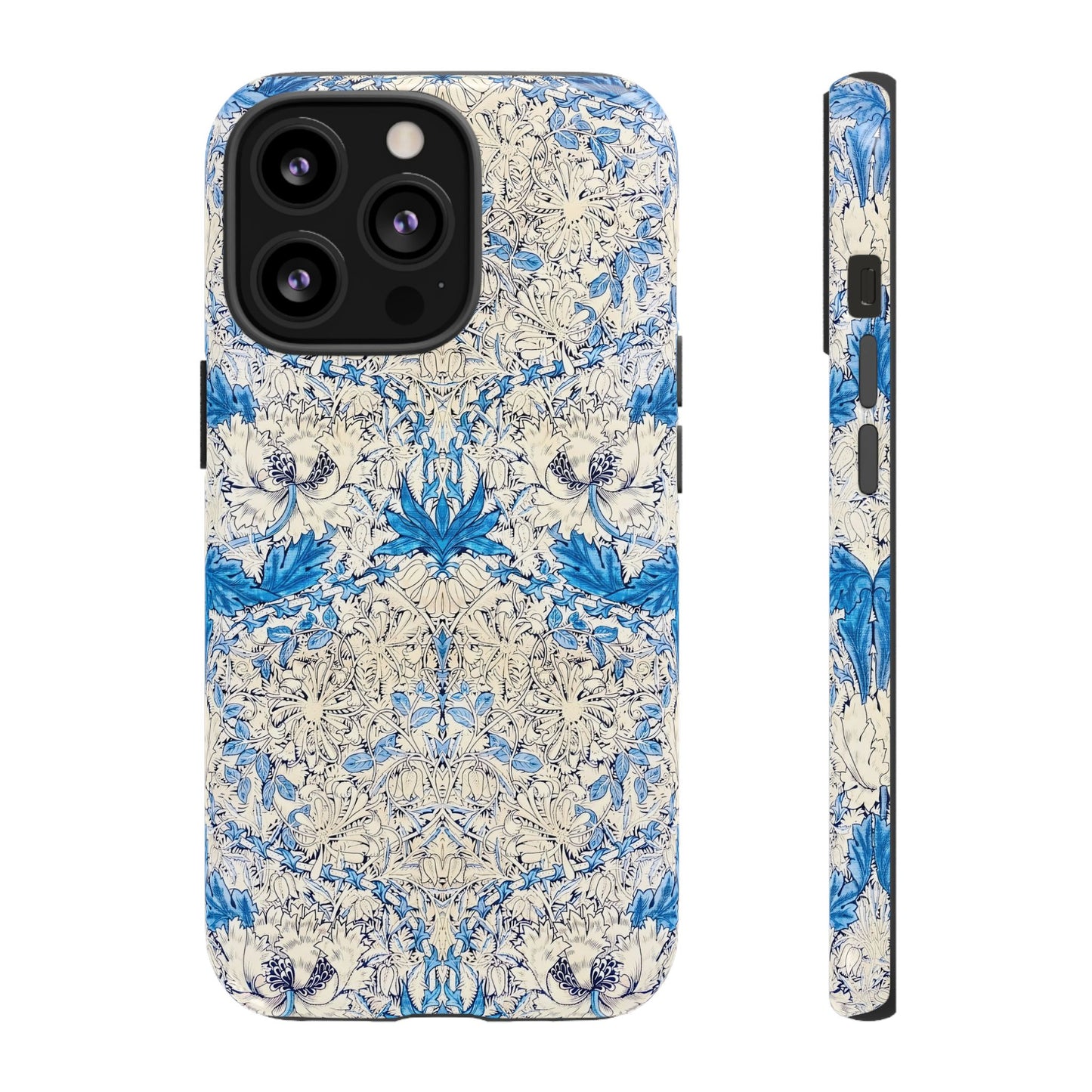 Elegant Floral Phone Case, Tough iPhone Cover, Stylish Mobile Protector, Blue Patterned Case, Unique Gift for Her