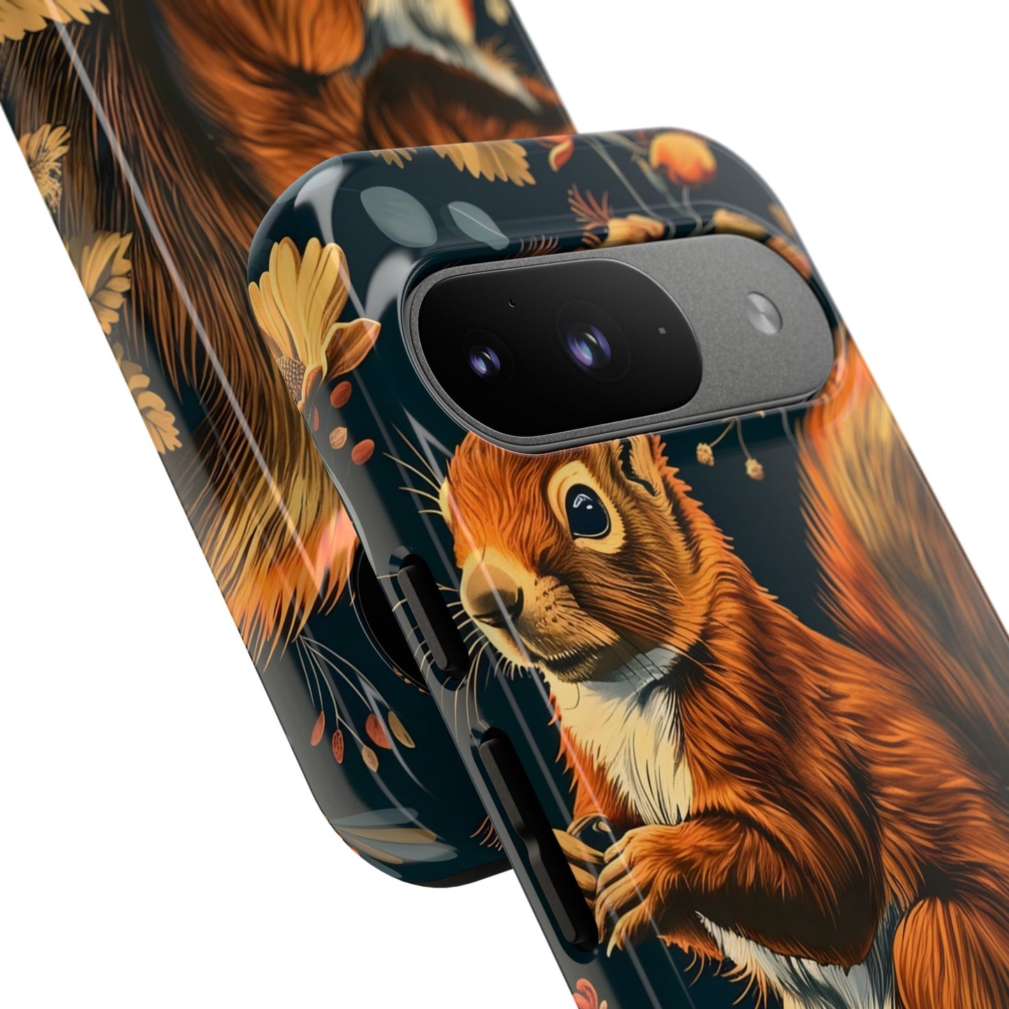Squirrel Floral Phone Case, Tough Cases for Nature Lovers, Cute Animal Design, Fall Aesthetic, Perfect Gift for Her