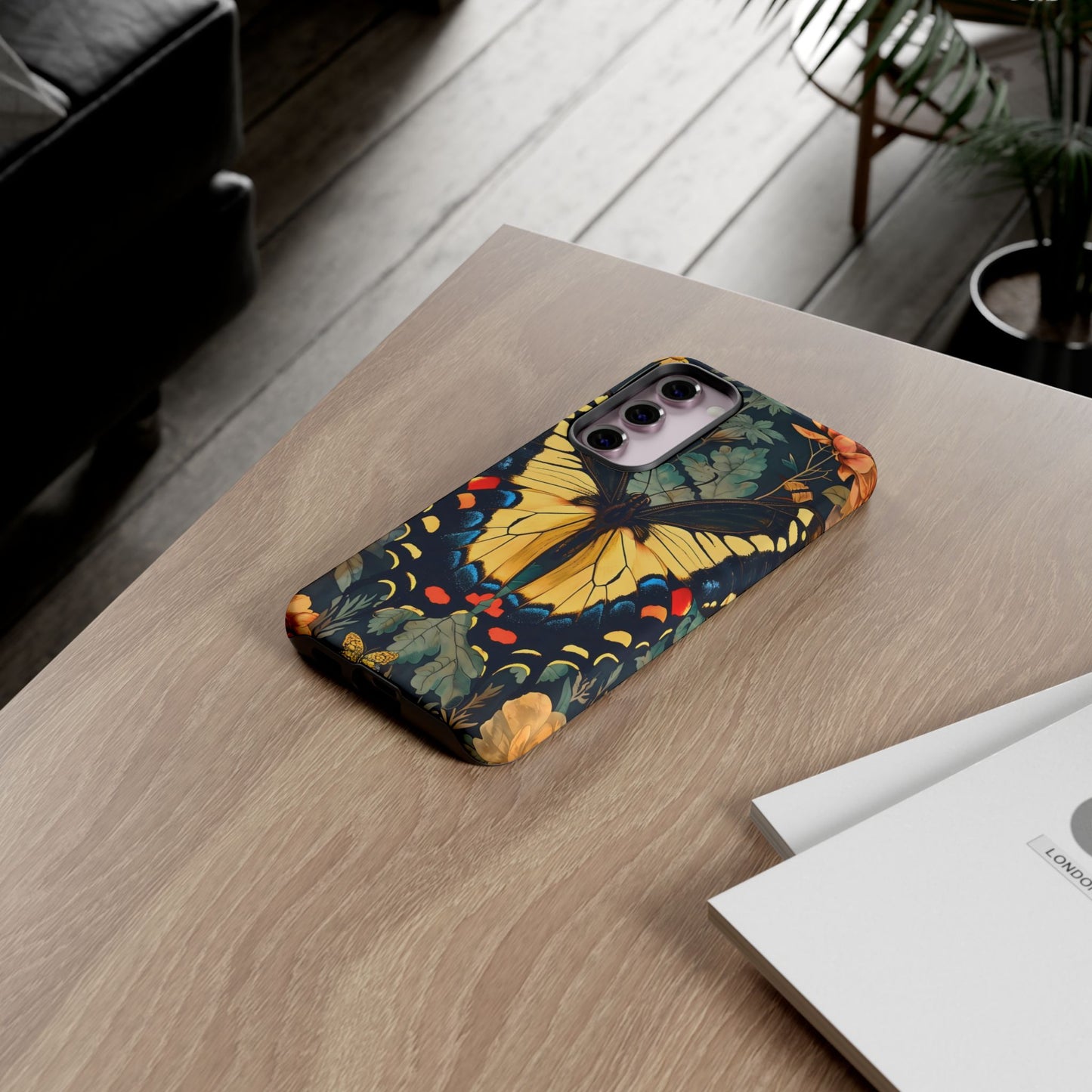Butterfly Floral Phone Case, Art-inspire Tough Case, Gift for Nature Lovers, Butterfly Pattern Cover, Eco-Friendly Mobile Accessory