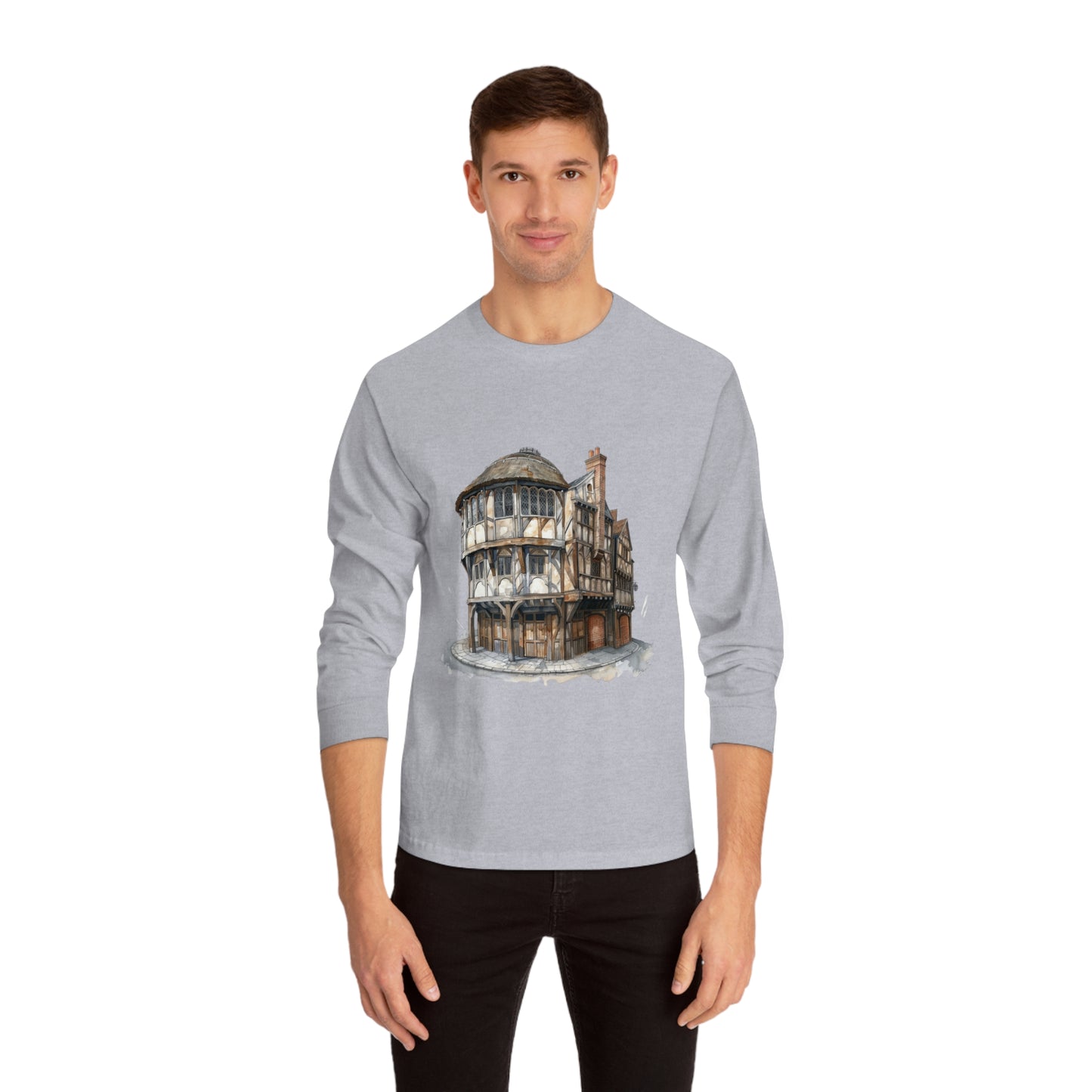 Unisex Classic Long Sleeve T-Shirt - London Pub Interior - Cozy British Tavern