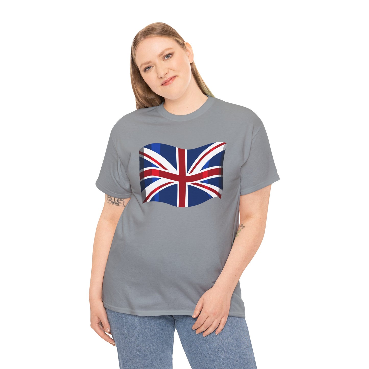 Unisex Heavy Cotton Tee - Classic UK Flag Design - Union Jack Symbol