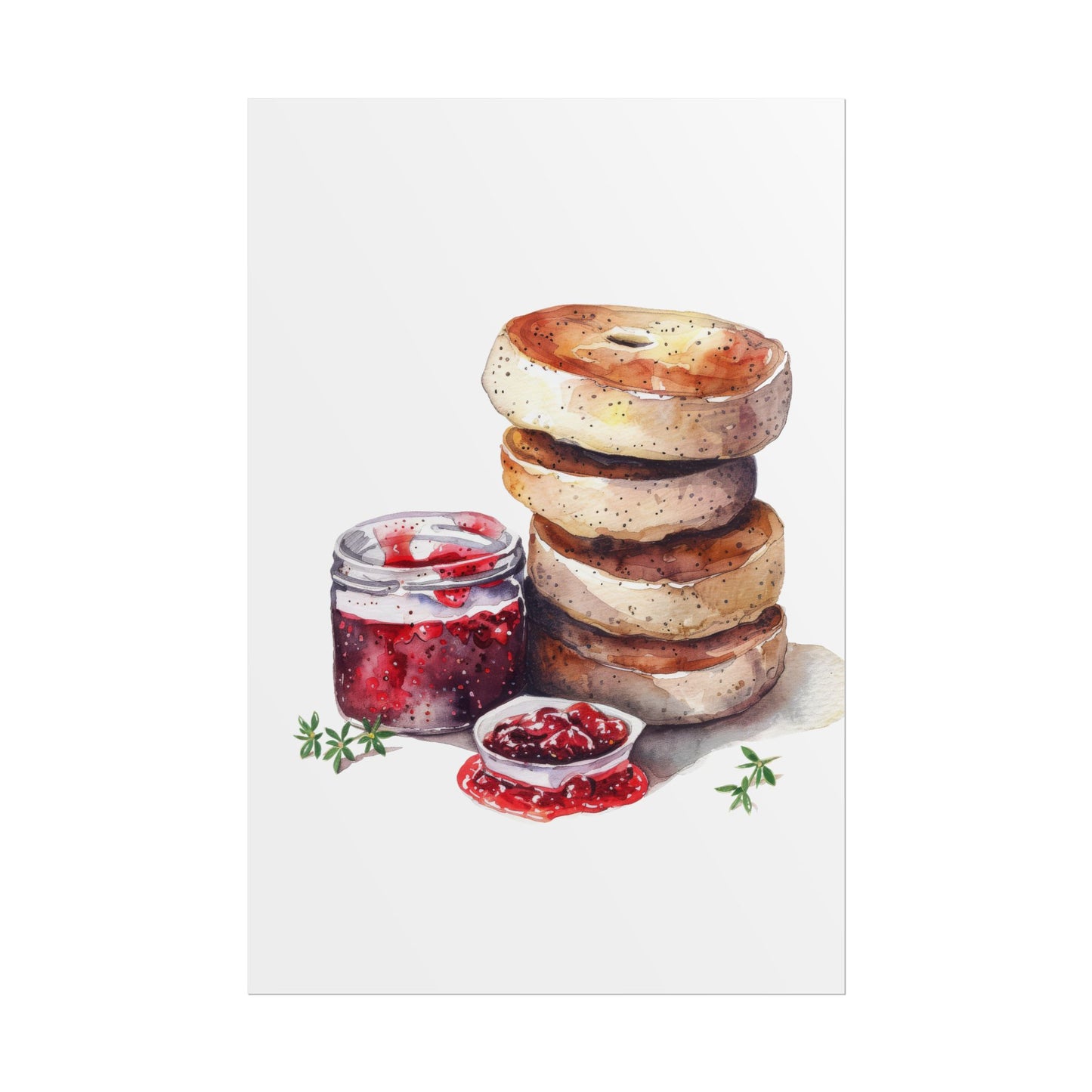 Breakfast Bagel Art Print, Foodie Decor, Kitchen Wall Art, Rolled Poster, Unique Food Gift, Home Cooking Decor