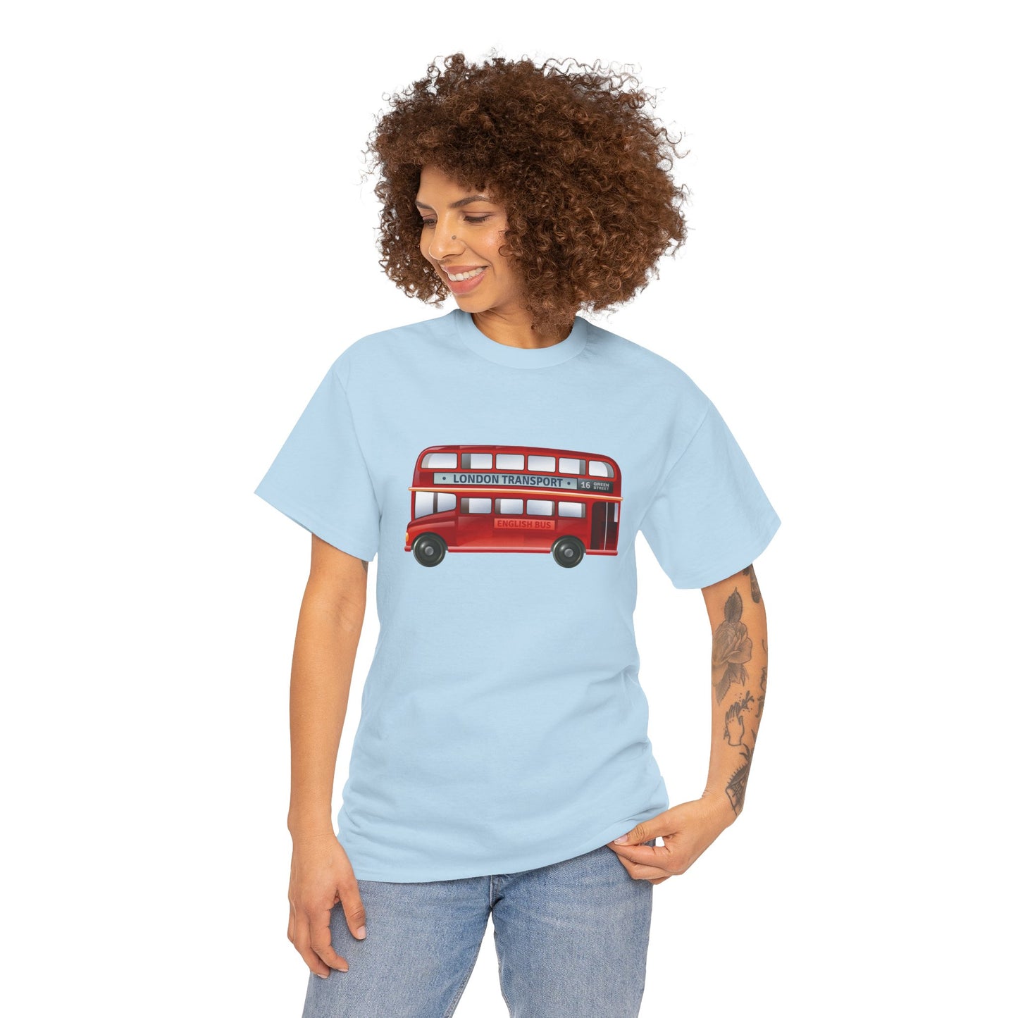 Unisex Heavy Cotton Tee - London Iconic Transport English Bus