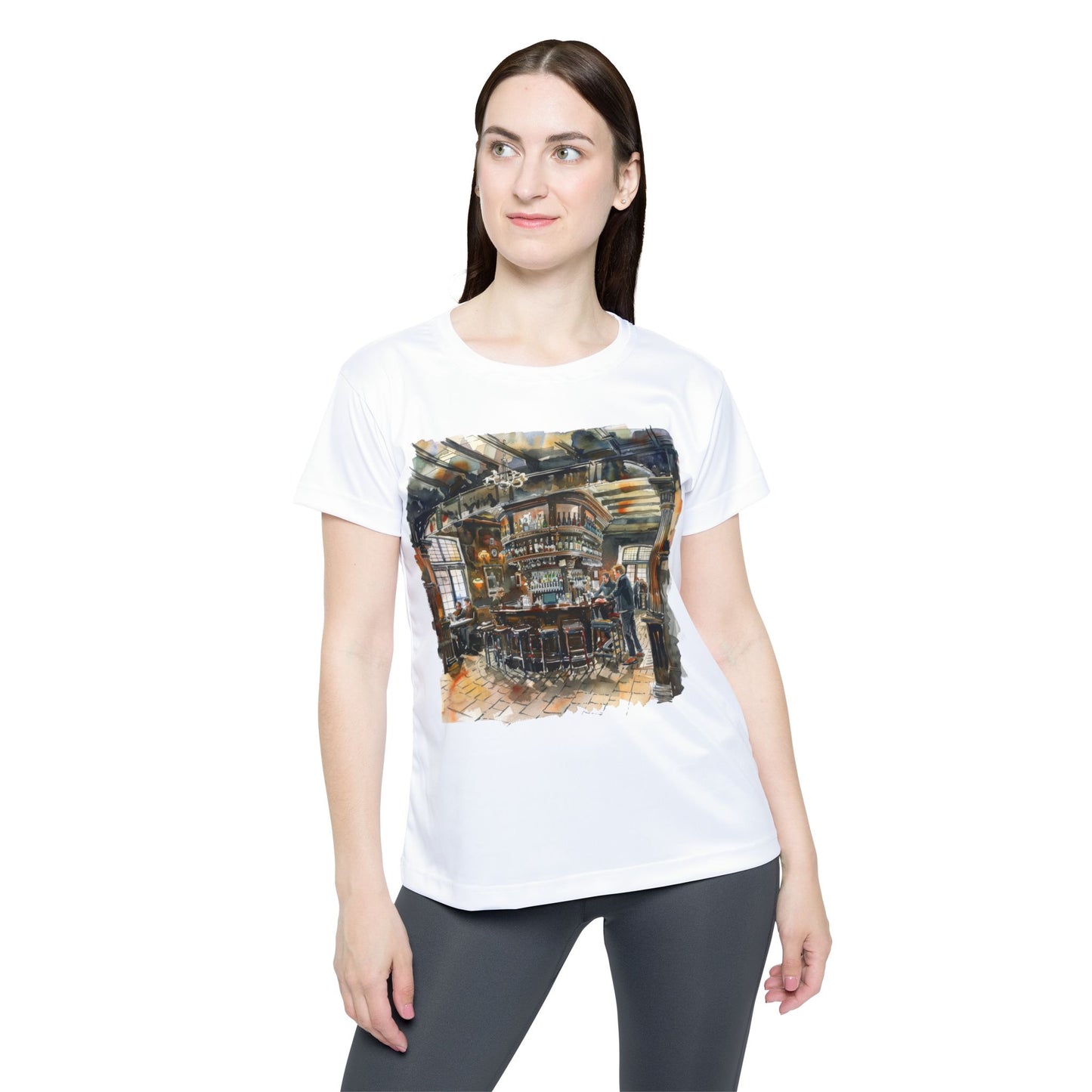 Women’s Sports Jersey – Bar Scene Design, Perfect for Casual Outings - Classy British Pub