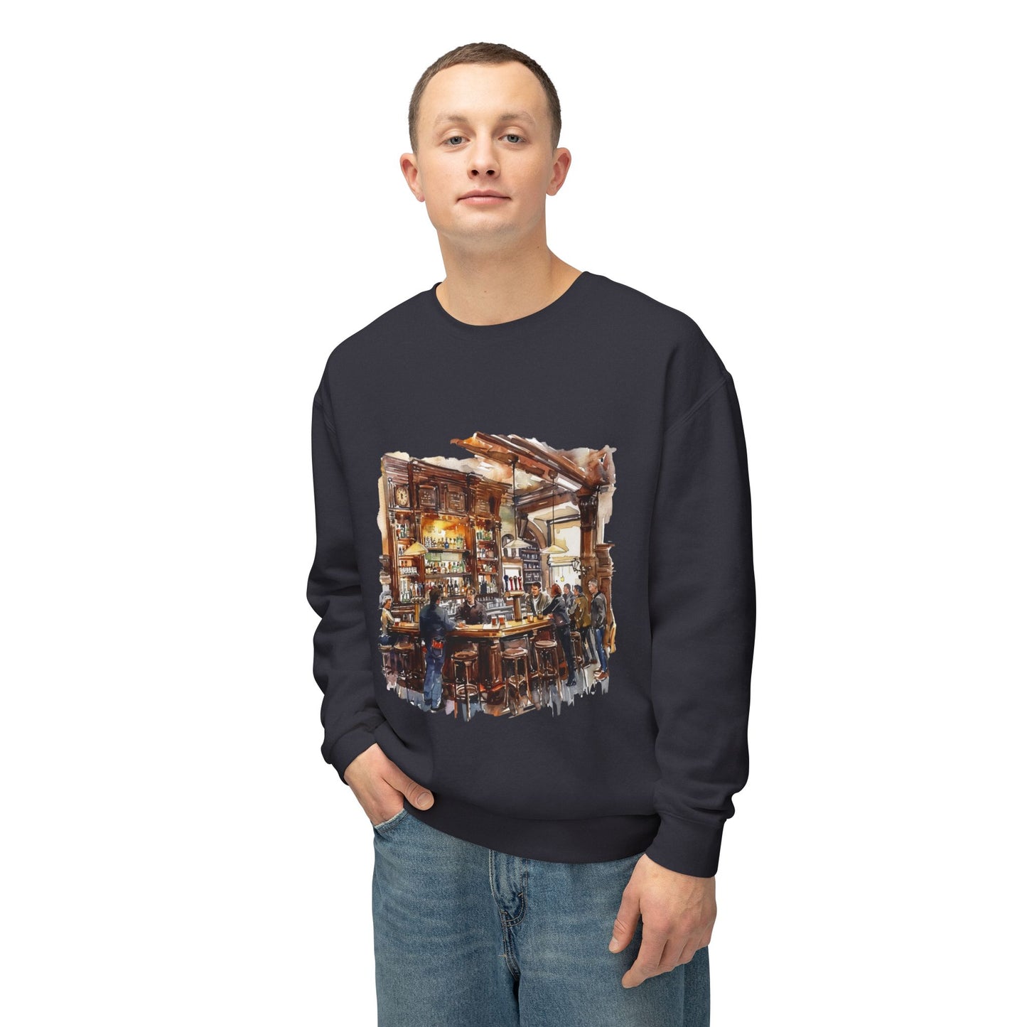 Unisex Lightweight Crewneck Sweatshirt - Cozy British Pub