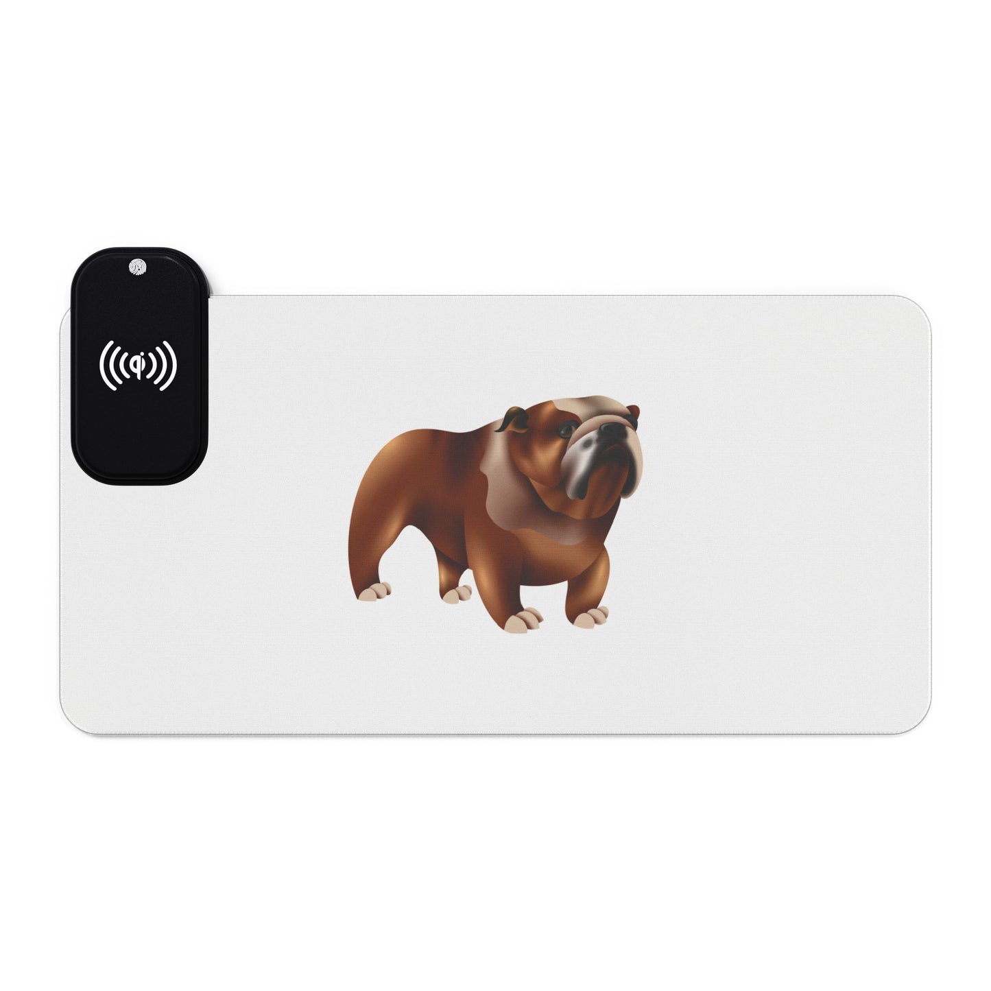 British Bulldog Illustration - LED Gaming Mouse Pad with Wireless Charging - Stylish & Functional Desk Accessory for Gamers, College Students, Home Office, Gifts