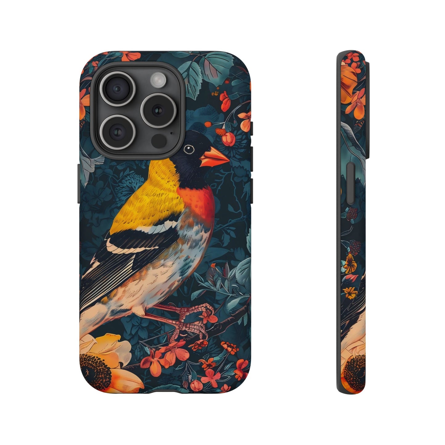 Colorful Bird Phone Case, Floral Phone Cover, Tough Phone Protector, Nature Lover Gift, Botanical Case, Unique Mobile Accessory