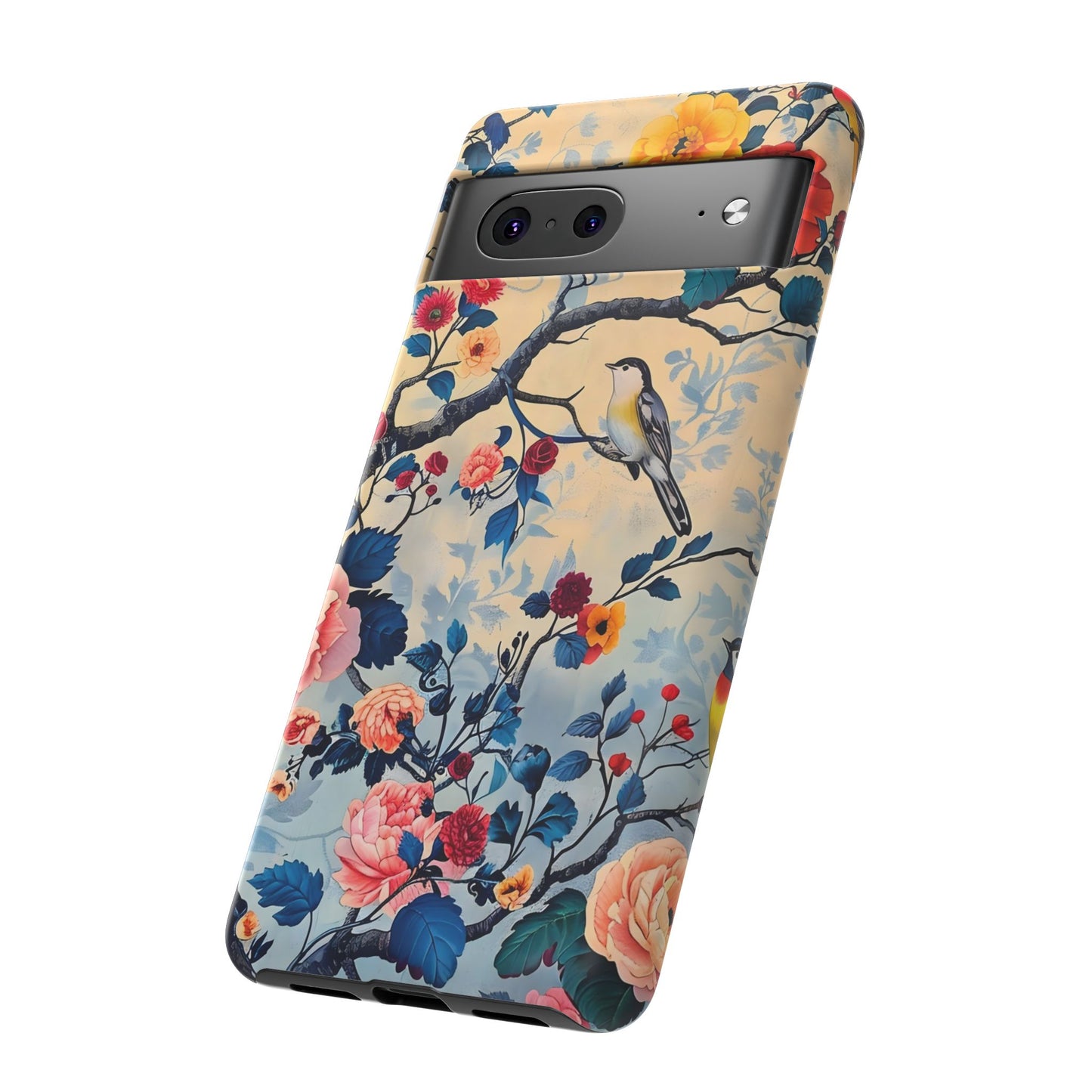 Floral Phone Case, Tough Cases with Bird and Flower Design, Trendy Accessory, Gift for Nature Lovers, Stylish Protection