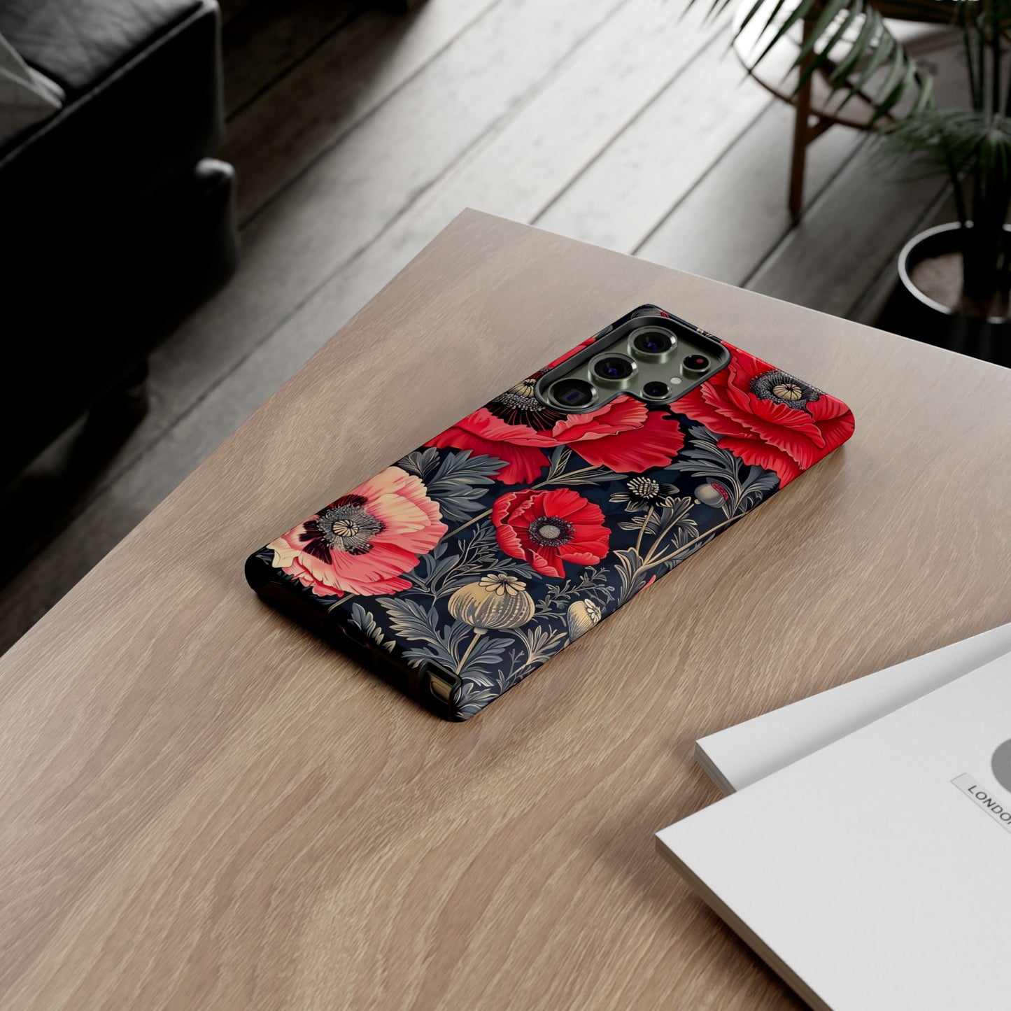 Floral Phone Case with Artistic Poppies, Tough Cases, Flower Design, Nature Lover Gift, Customizable Mobile Cover, Stylish Phone Accessories