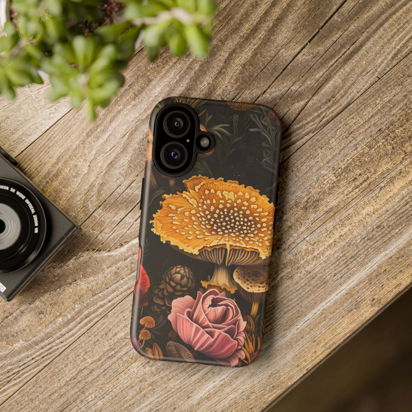 Floral Mushroom Phone Case, Tough Cases, Eco-Friendly, Nature Lover Gift, Floral Phone Cover, Stylish Phone Accessories