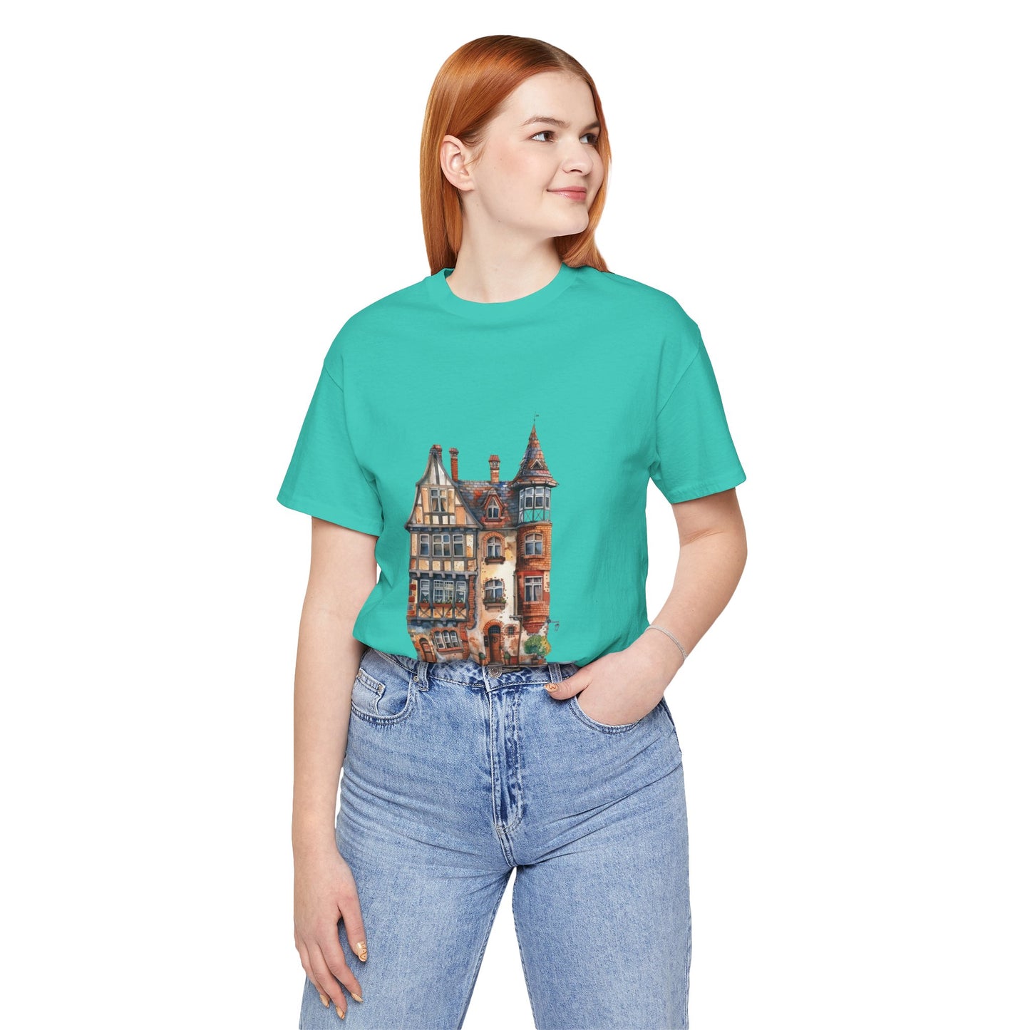Unisex Jersey Short Sleeve Tee - Countryside Charm - The Classic British Village House