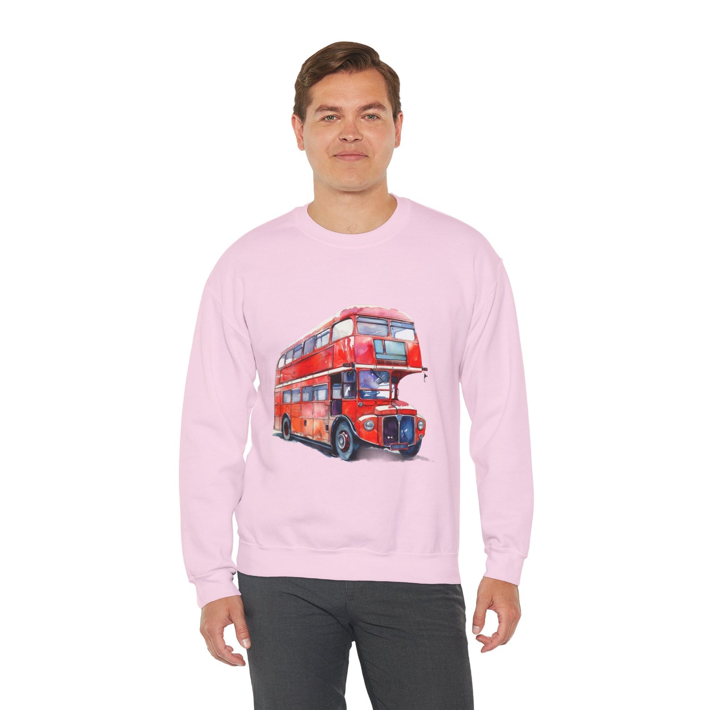 Unisex Heavy Blend™ Crewneck Sweatshirt Trendy - London Transport Red Double-Decker Bus