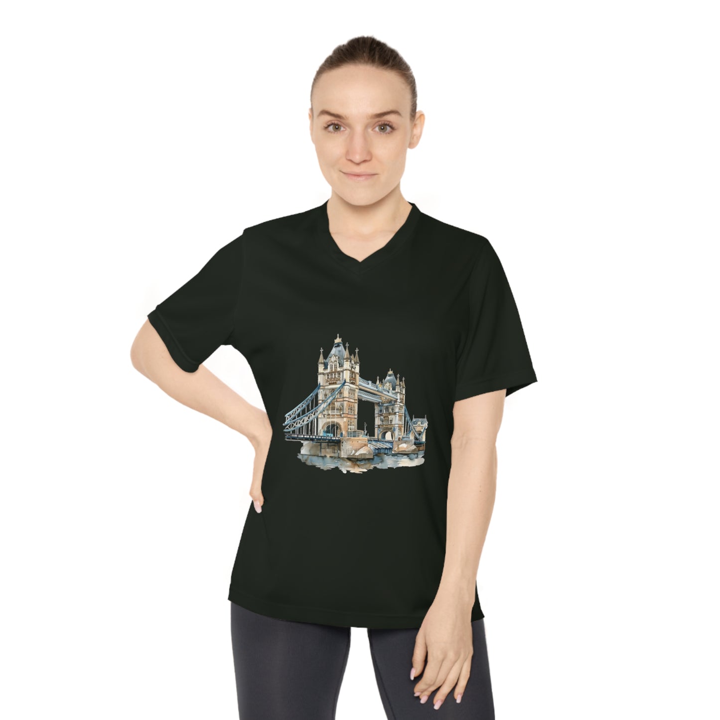 Women's V-Neck Performance T-Shirt - Stylish Athletic Wear - London's Classy Bridge