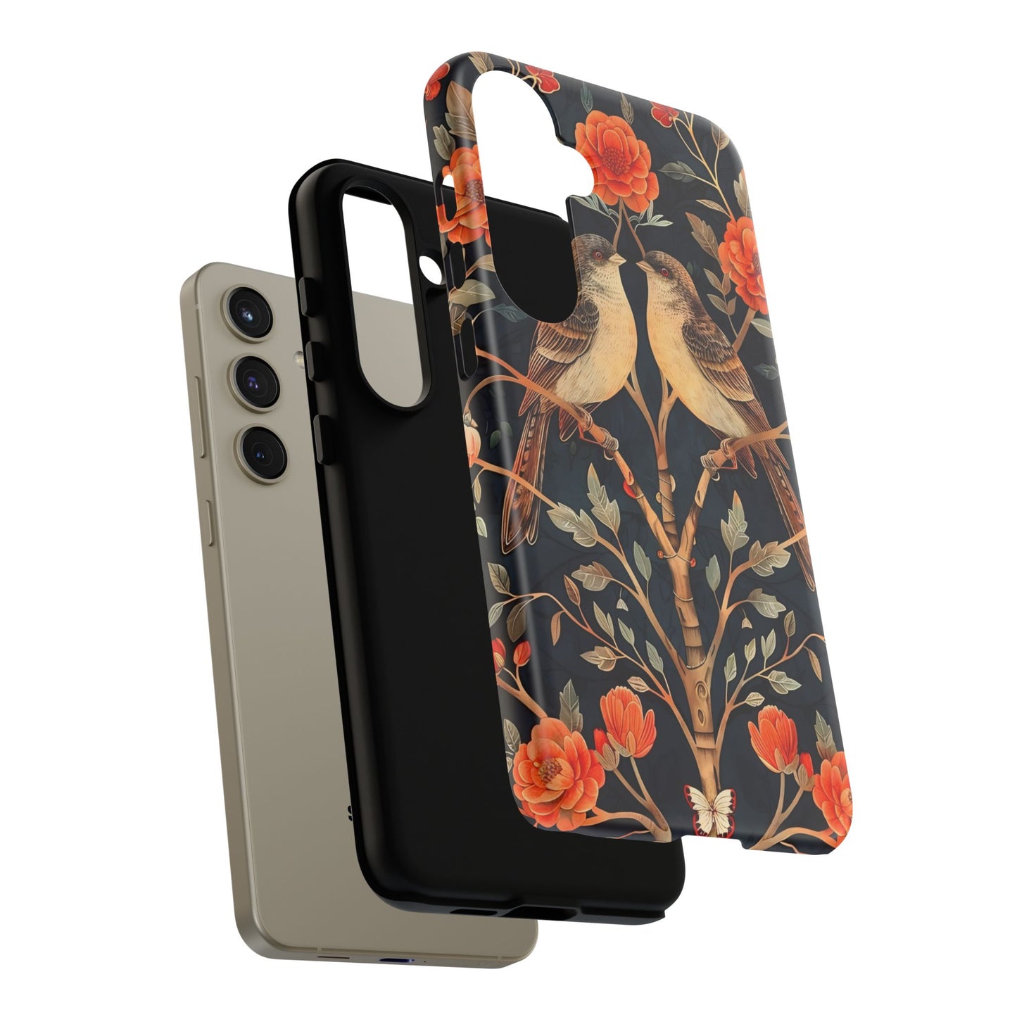Floral Phone Case – Tough Cases with Bird Design, Unique Gift for Nature Lovers, Stylish Tech Accessory, Phone Cover, Artistic Case