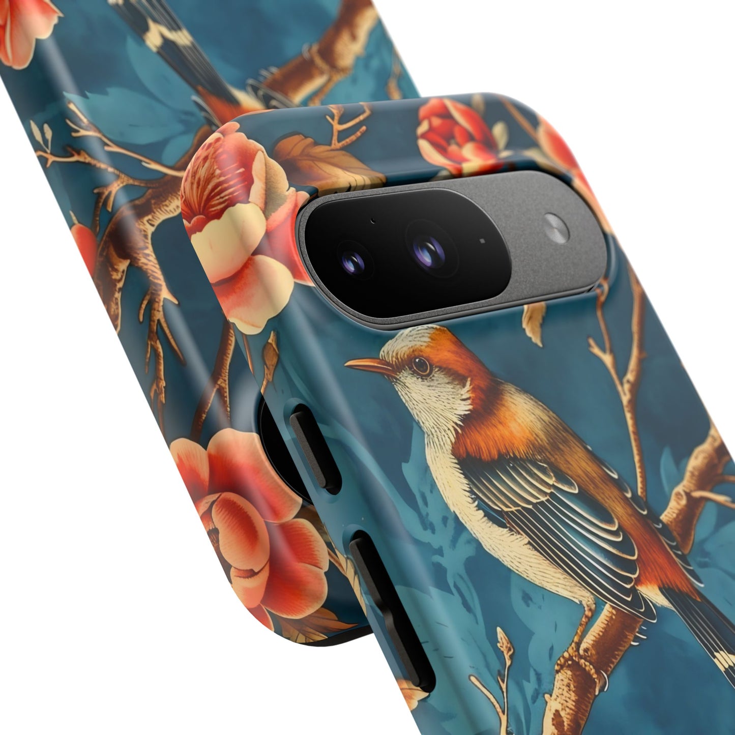 Bird & Floral Phone Case, Tough Cases for Nature Lovers, Gift for Her, Customizable Design, Vibrant Tech Accessories
